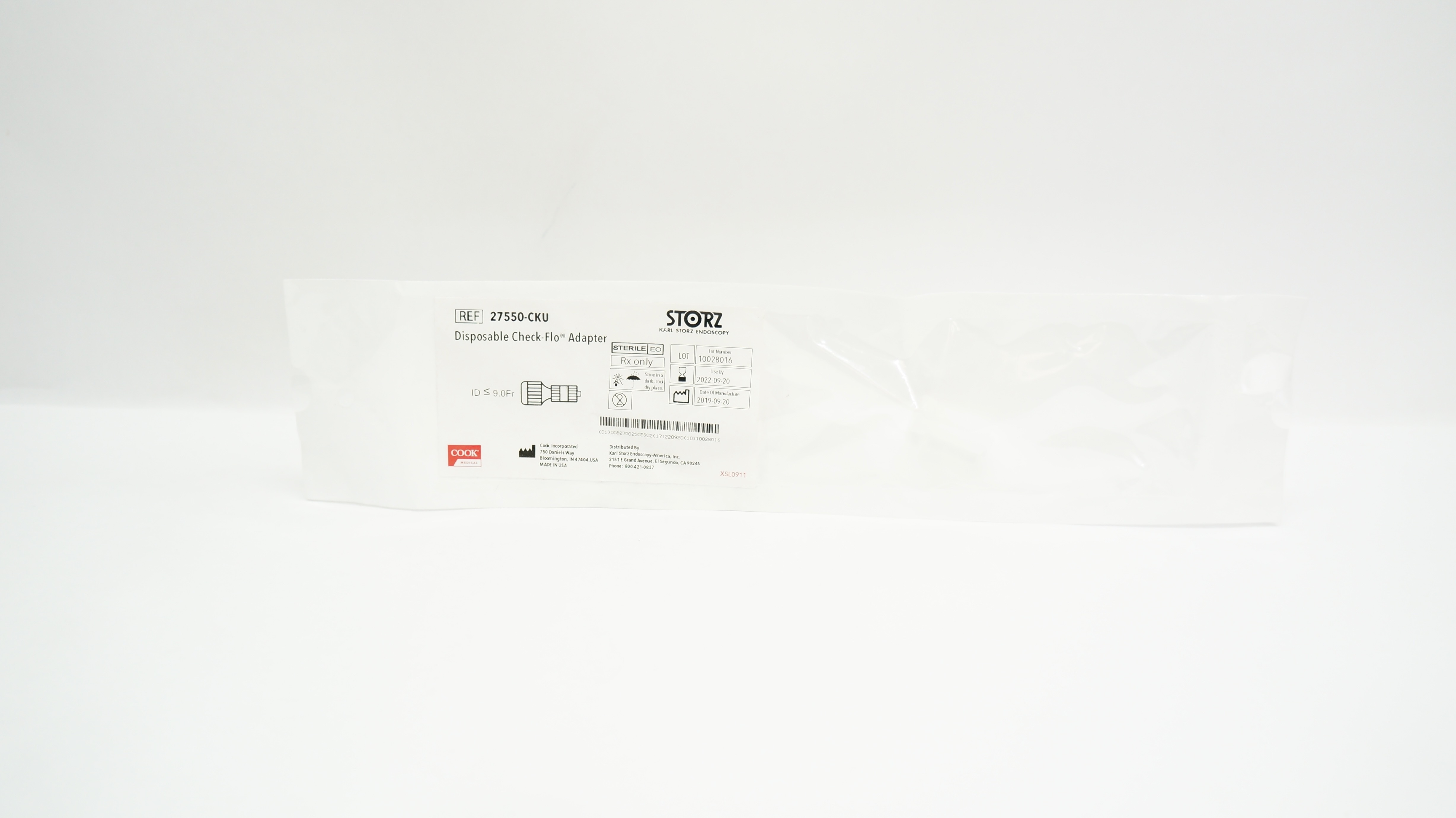 Cook Medical 27550-CKU Disposable Check-Flo, Adapter ID 9Fr. (x)