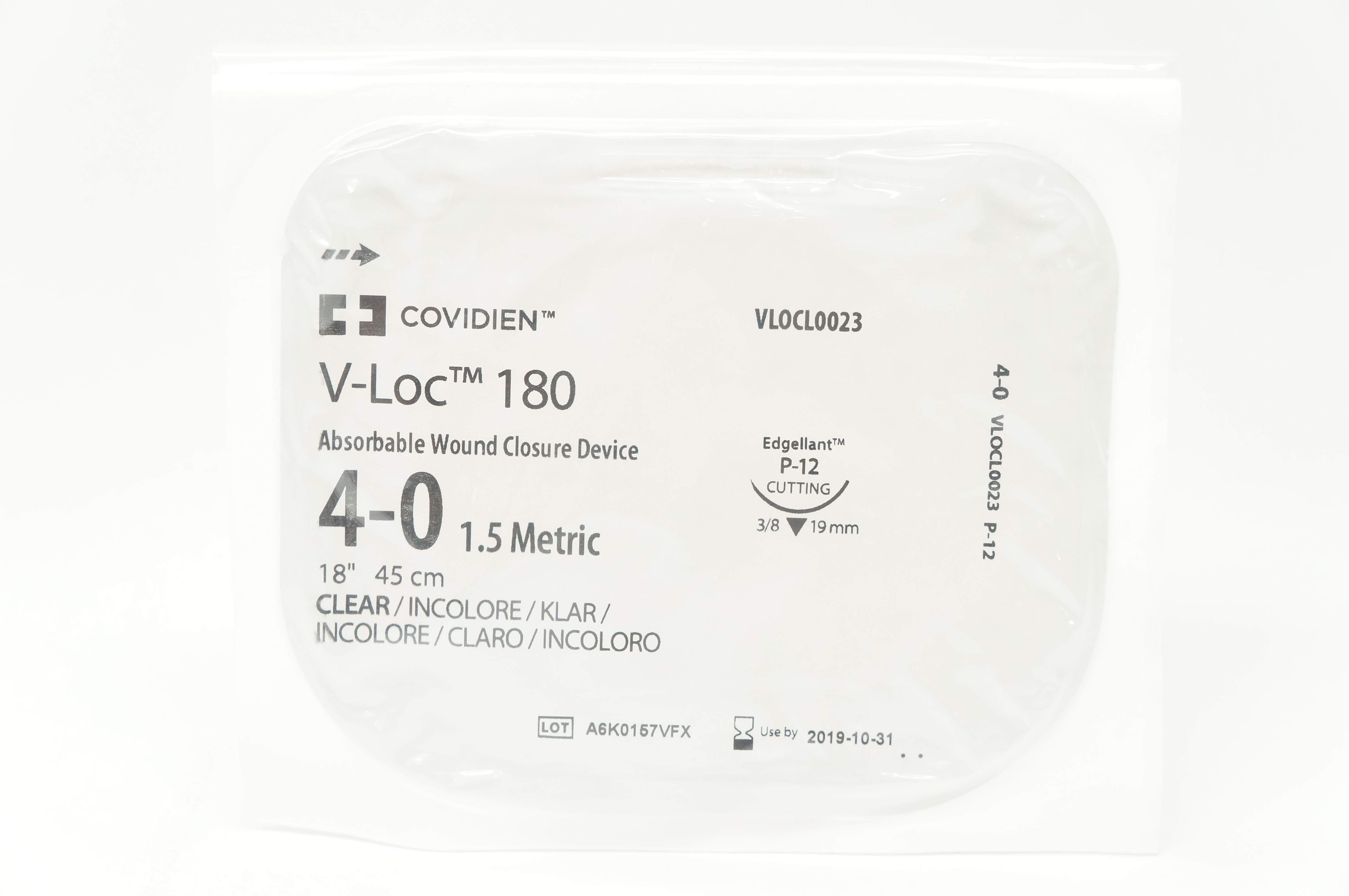 Covidien VLOCL0023 4-0 V-Loc 180 Wound Closure Device P-12 3/8 19mm, 18inch (x)
