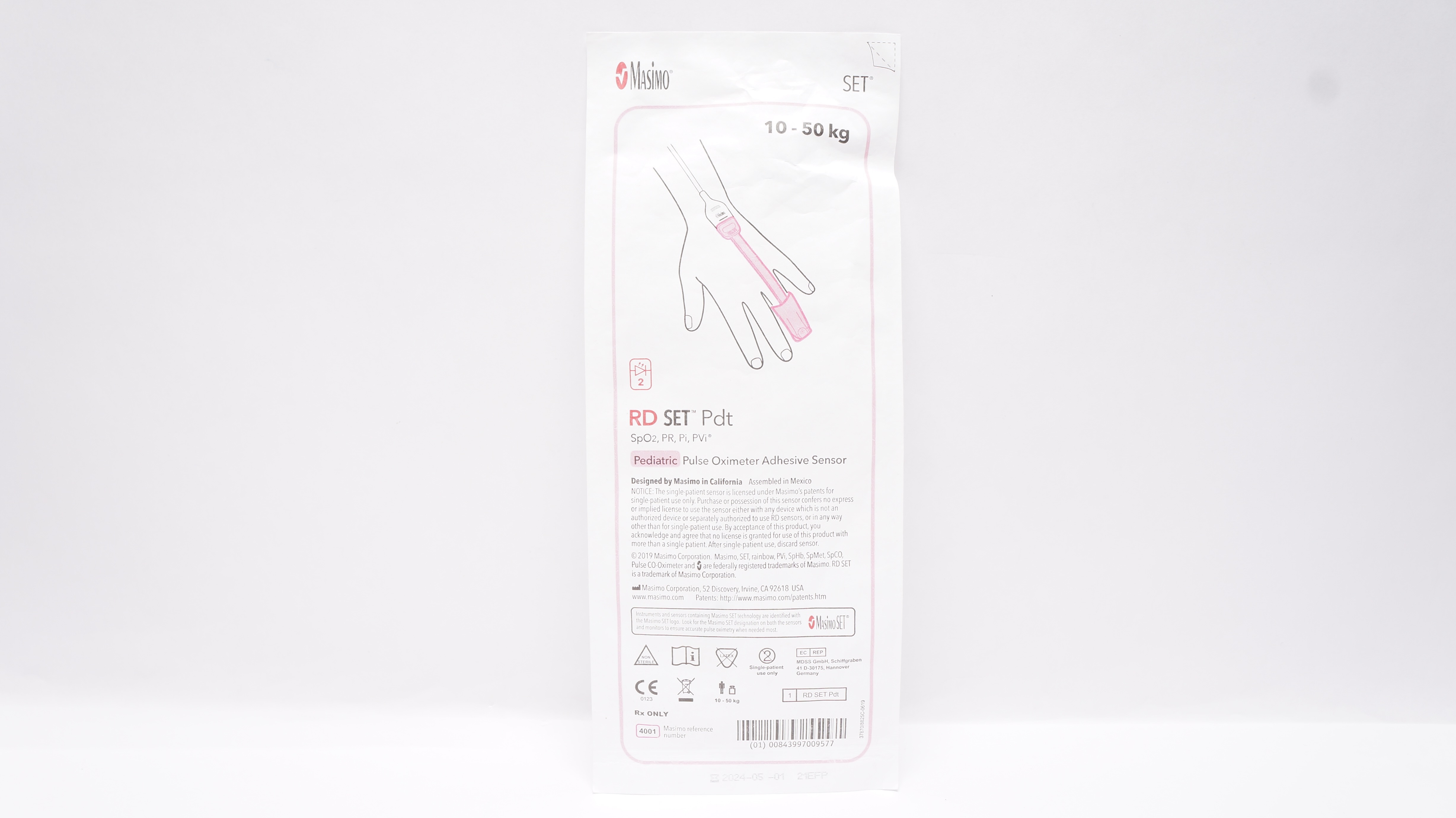 MasimoSet 4001 SpO2 RD SET Pediatric Pulse Oximeter Adhesive Sensor 10-50kg