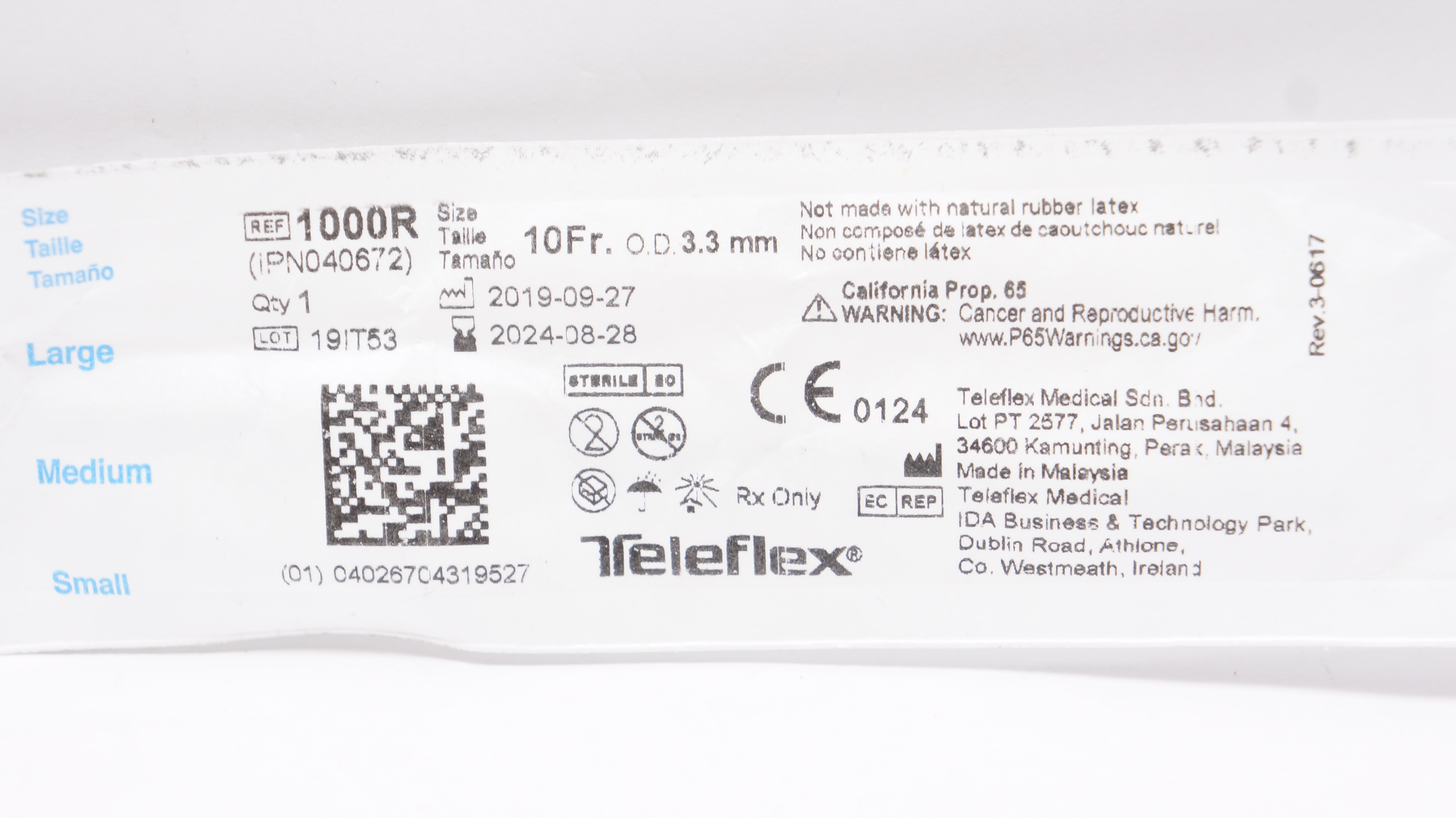 Teleflex 1000R Rusch Slick Disposable Endotracheal Stylet 10Fr. x 3.3mm ...