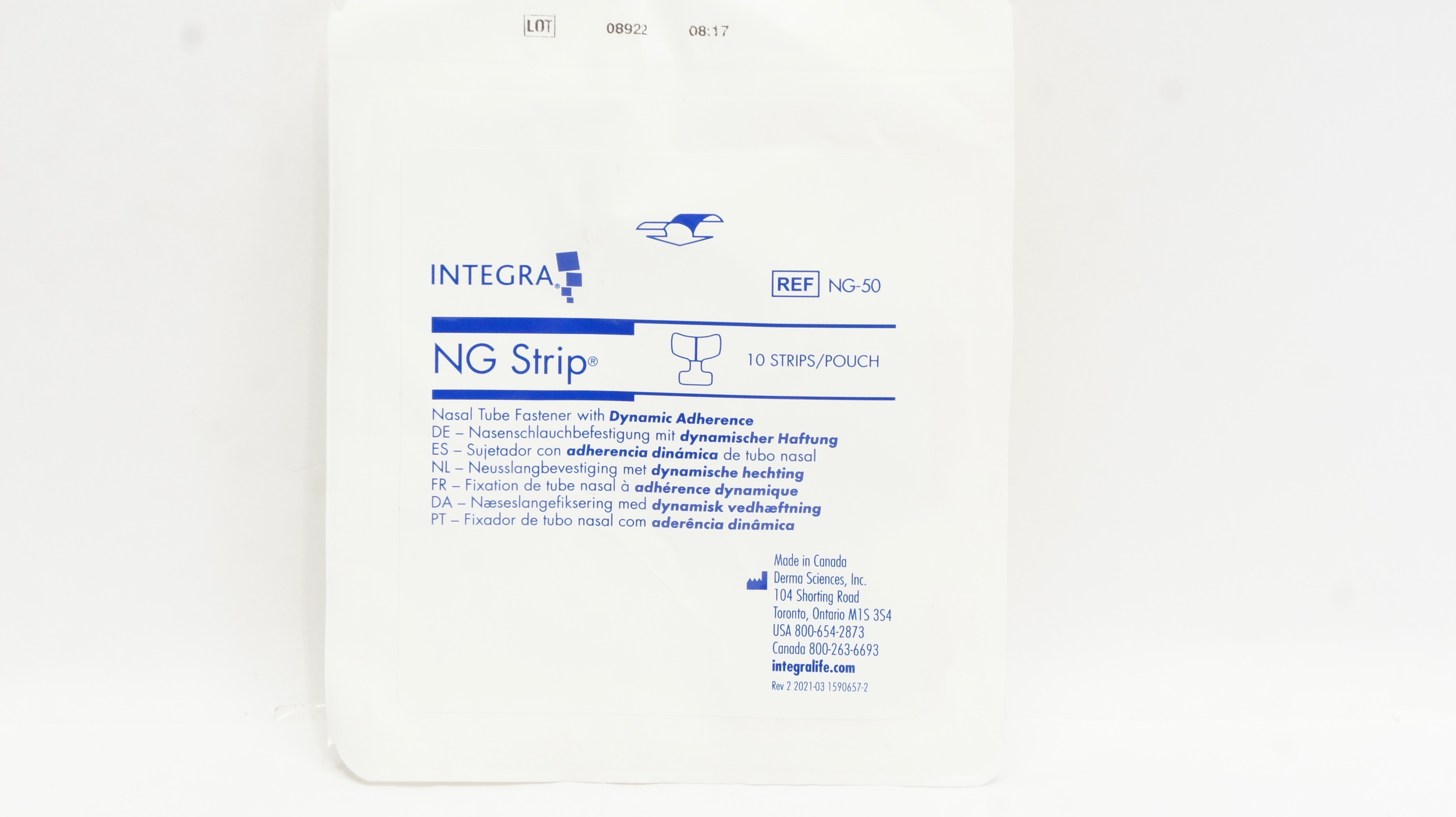 Derma Sciences NG-50 Integra NG Strip Nasal Tube Fastener - Pack of 10