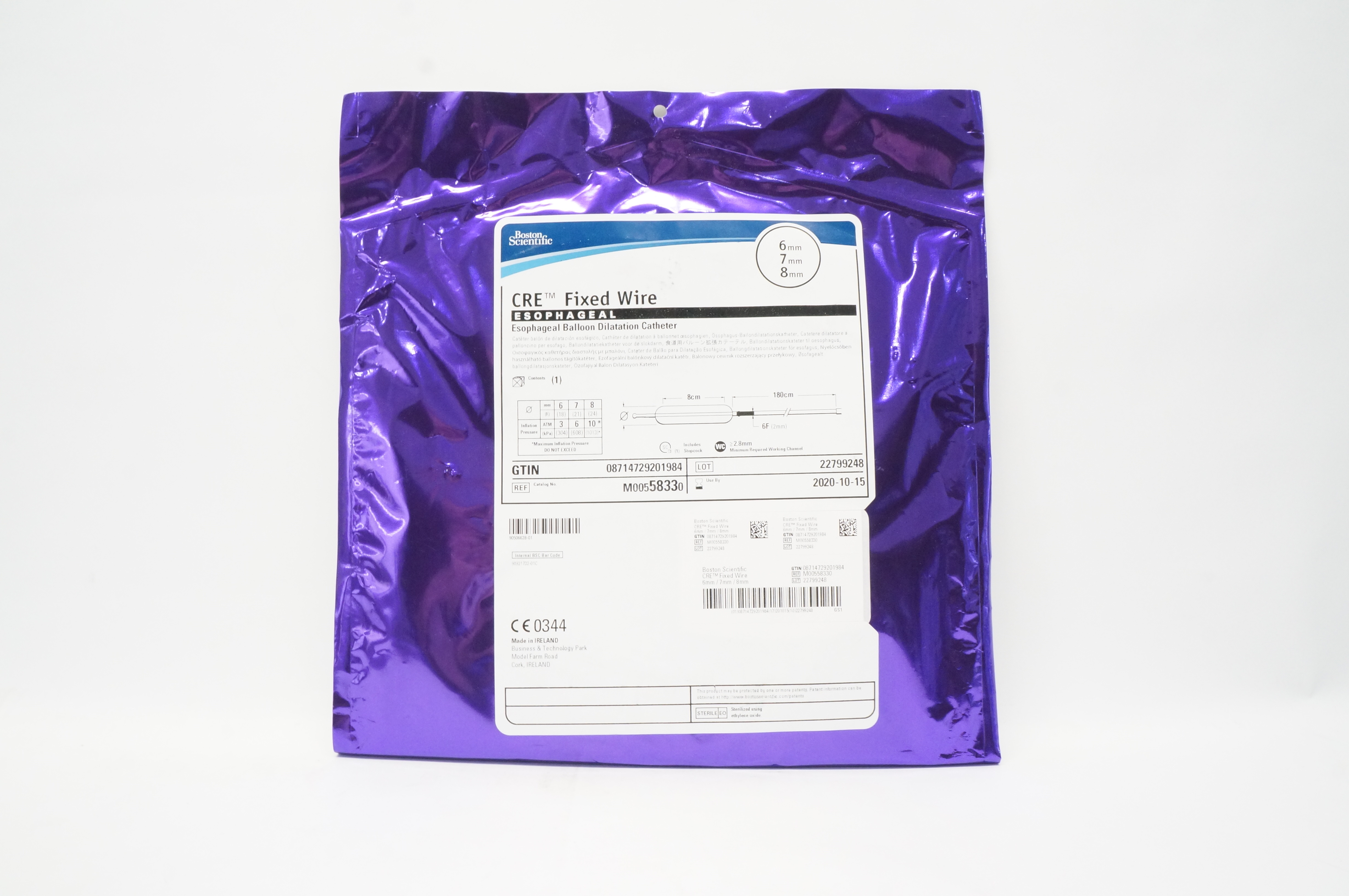 Boston Scientific M00558330 CRE Fixed Wire Esophageal Cath. 6mm/7mm/8mm (x)