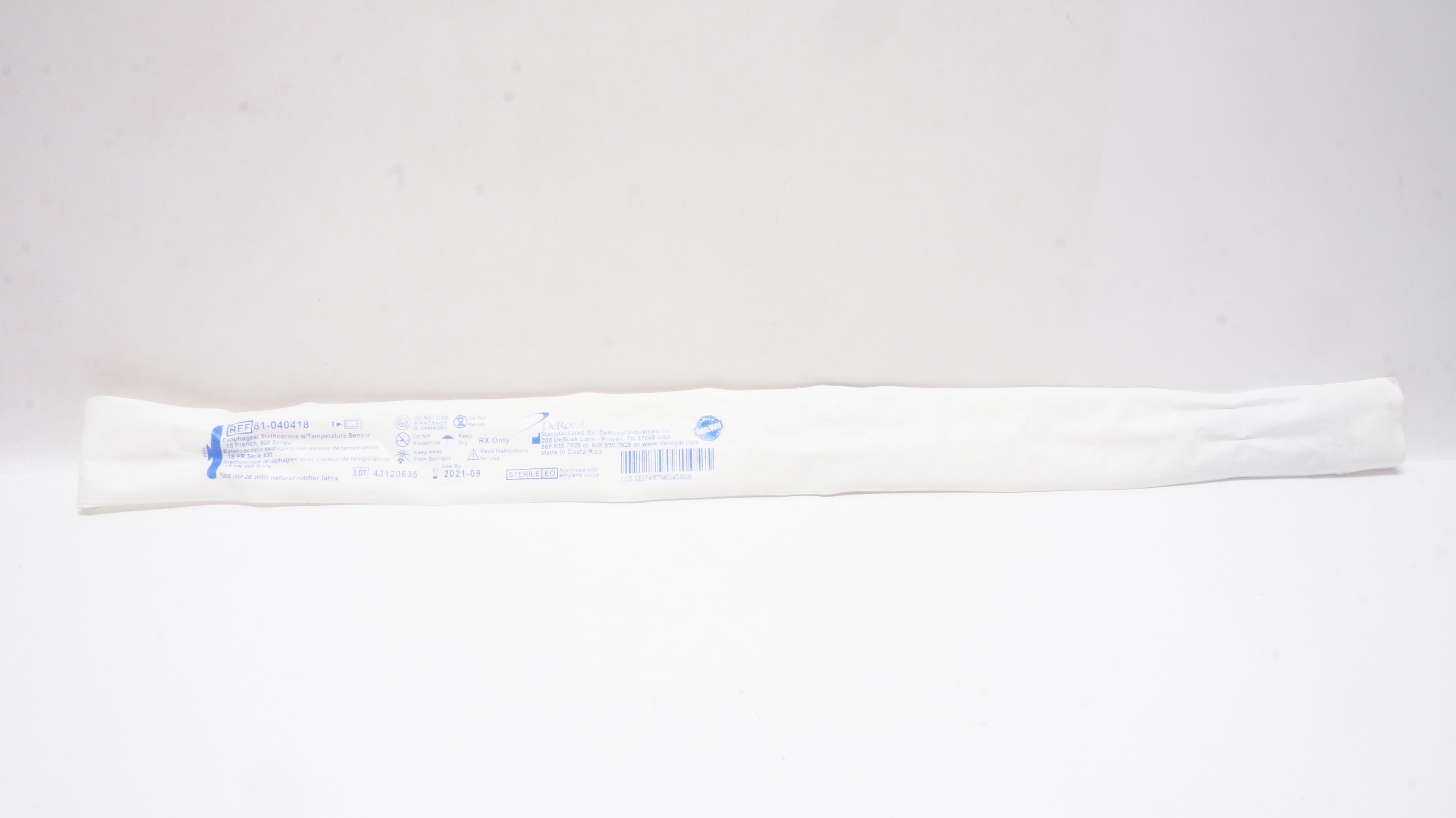 DeRoyal 81-040418 Esophageal Stethoscope with Temperature Sensor 18Fr. (x)