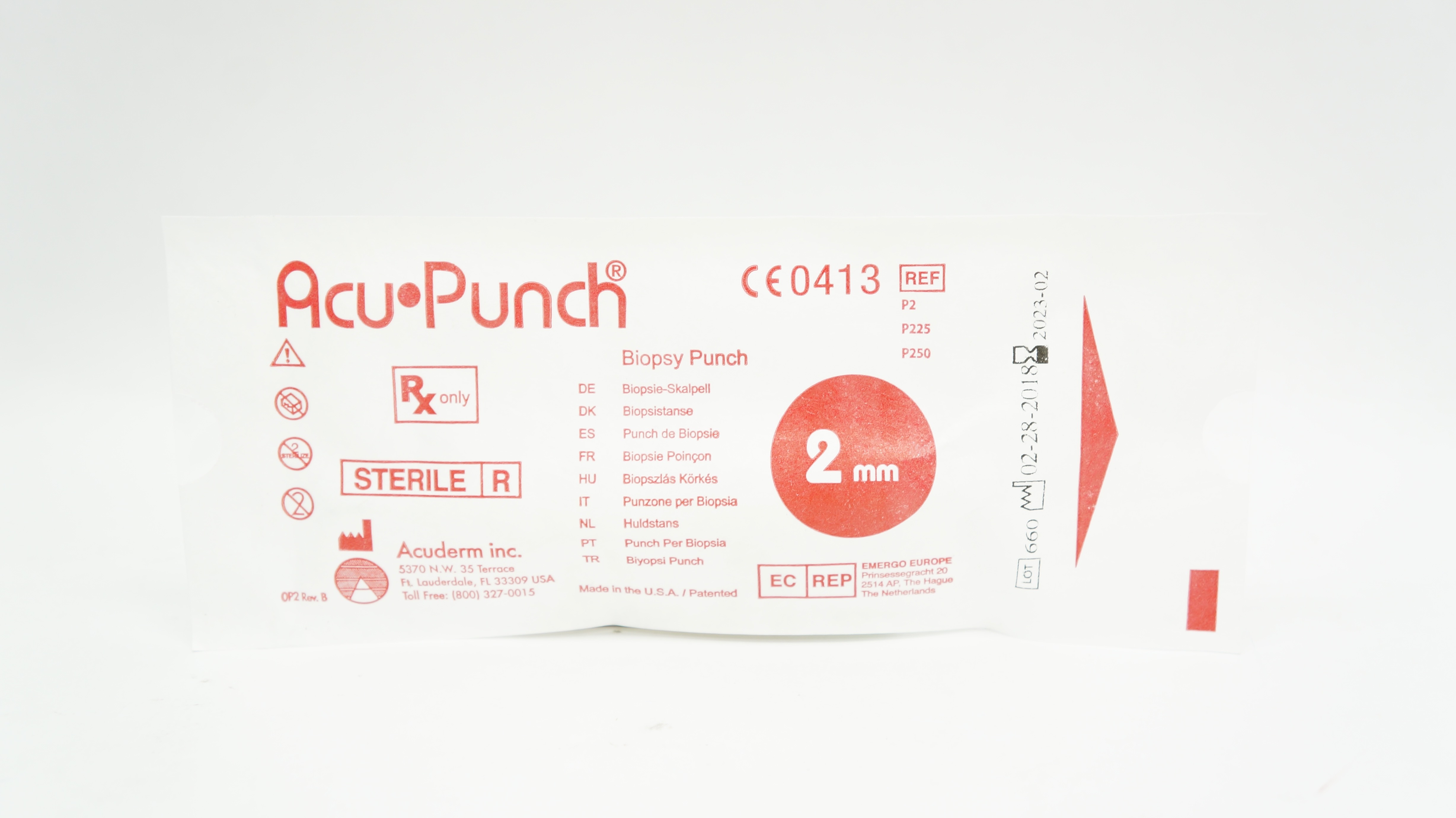 Acuderm P2/P225/P250 Acu-Punch Biopsy Punch 2mm (x)