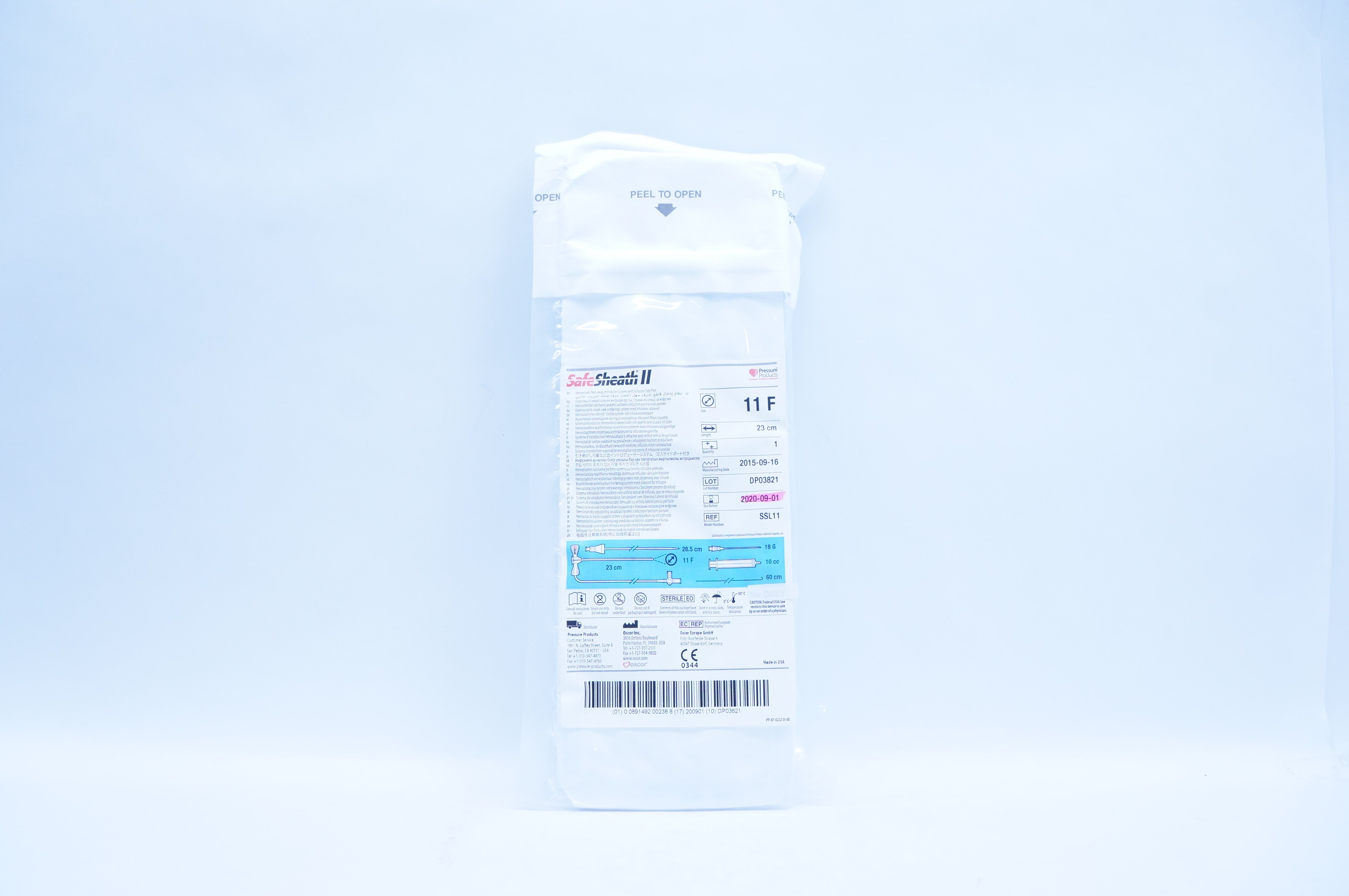 Oscor SSL11 SafeSheath II Hemostatic Tear-Away Introducer System  11F x 23cm (x)