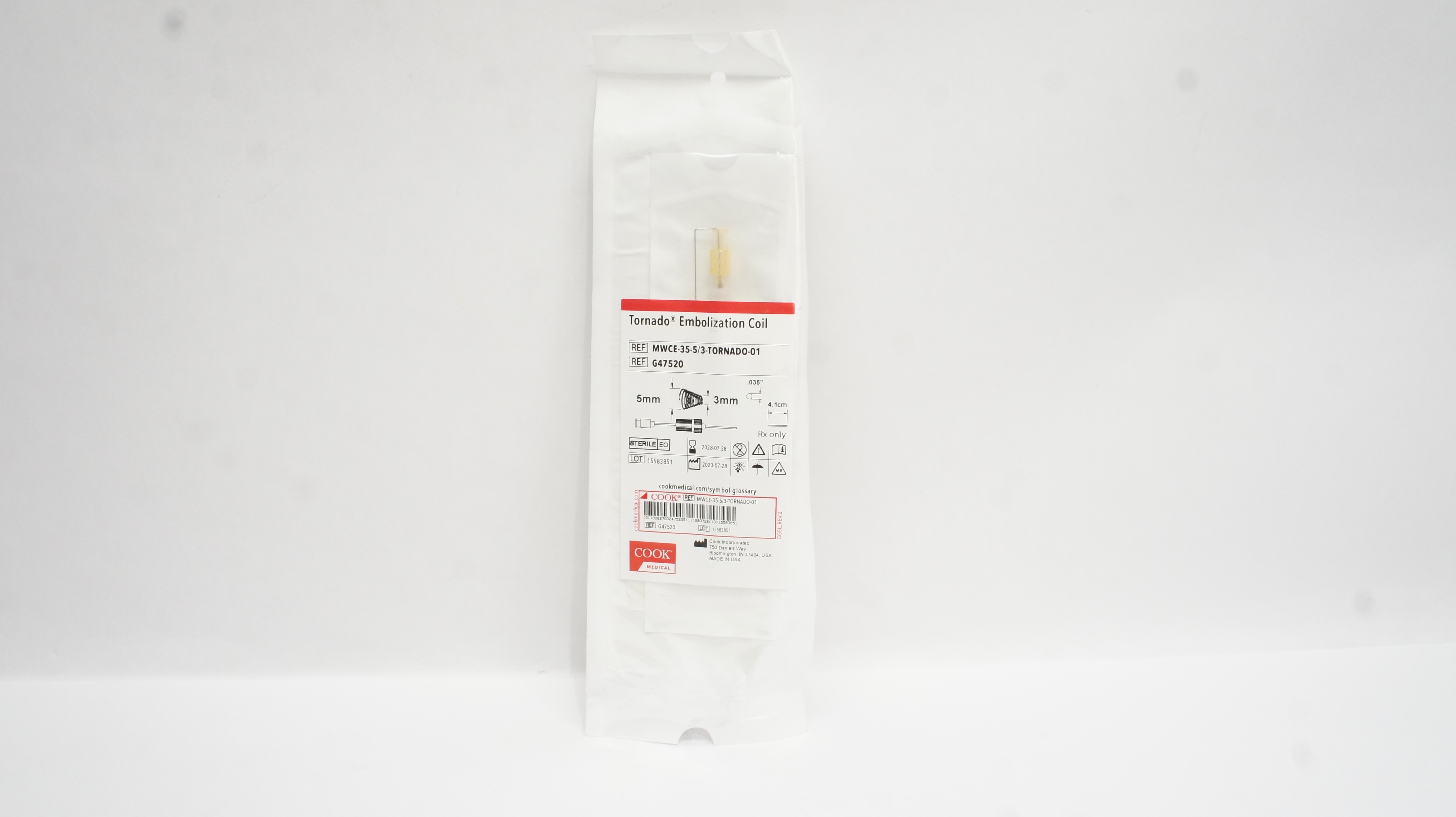Cook Medical G47520 Tornado Embolization Coil 5mm x 3mm x 035In x 4.1cm