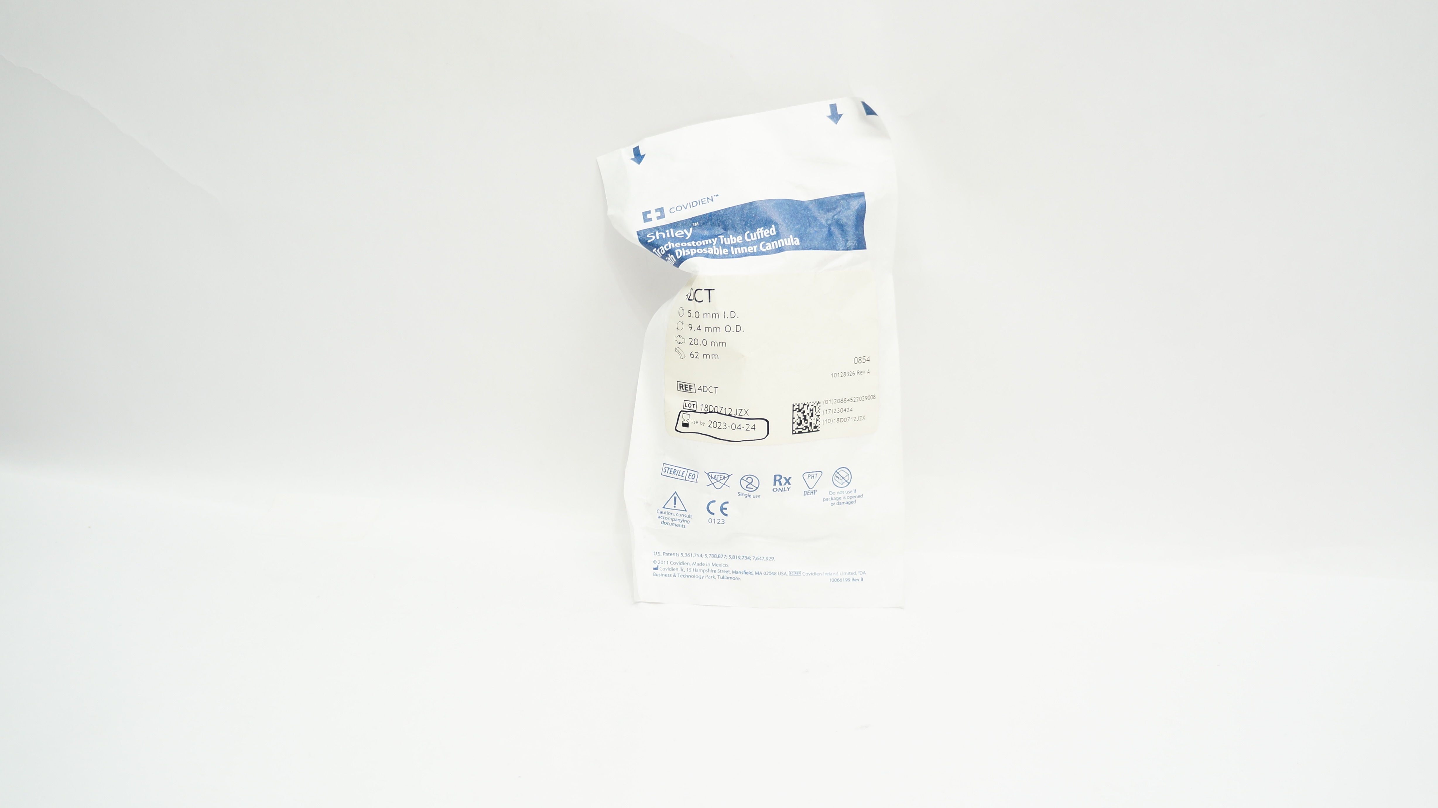 Covidien 4DCT Tracheostomy Tube Cuffed w/Inner Cannula 5.0 x 9.4 x 20.0 x 62mm (x)