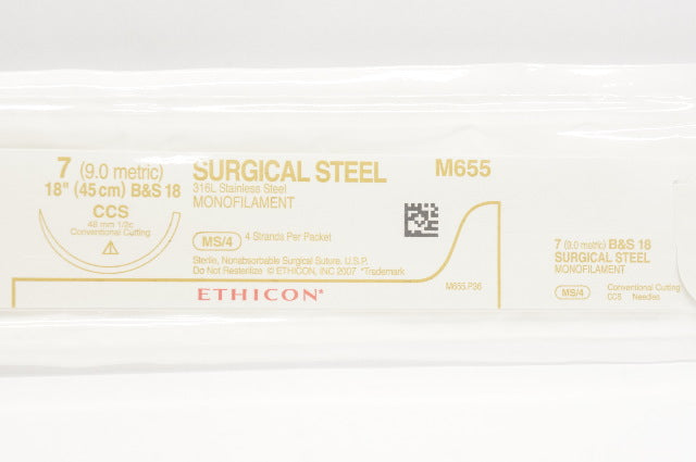 Ethicon M655 7 Surgical Steel CCS 48mm 1/2c  Conventional Cutting 18inch