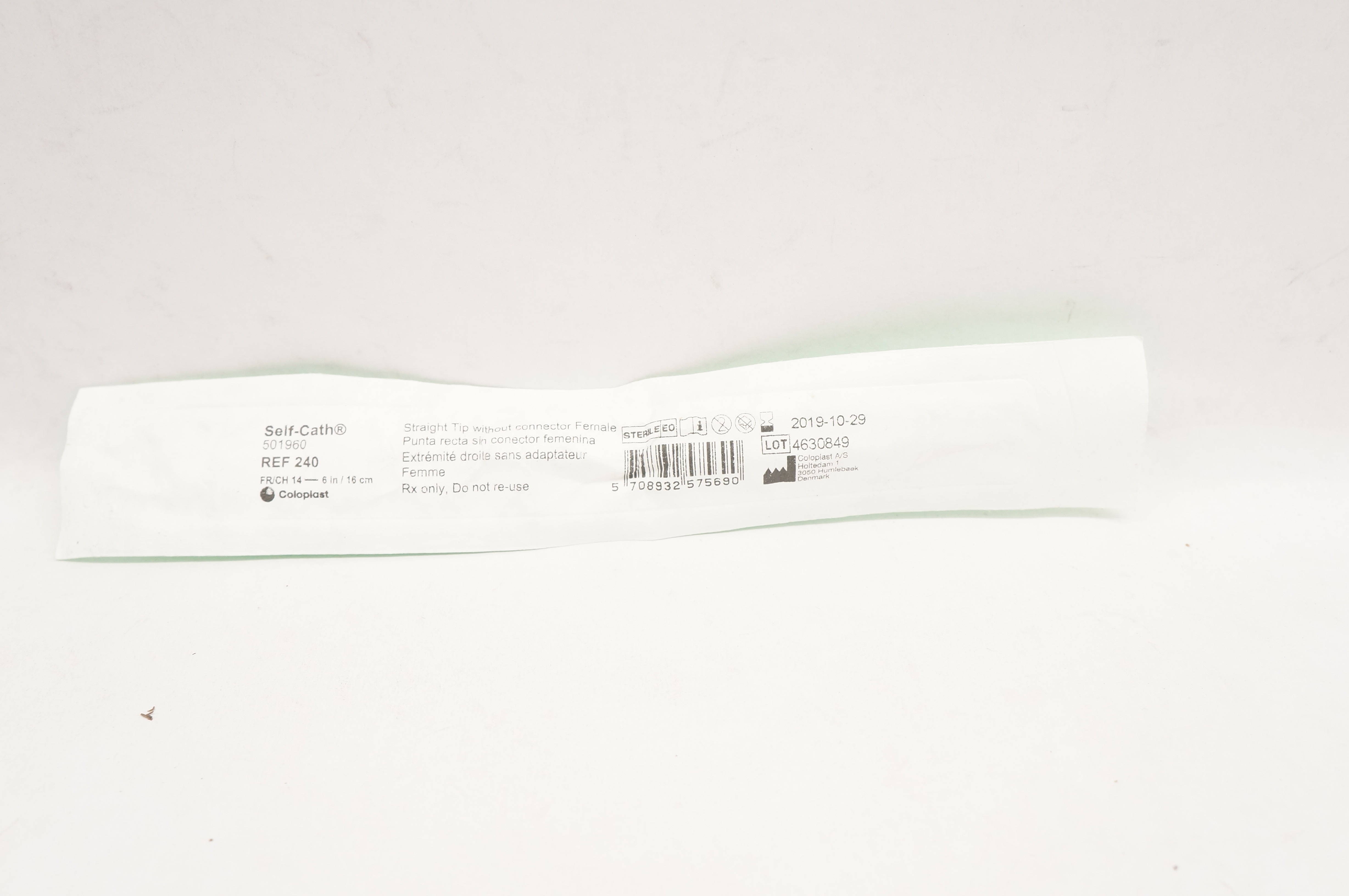 Coloplast 240 Self-Cath Urinary Cath. Straight Tip 14Fr/Ch x 6inch (x)