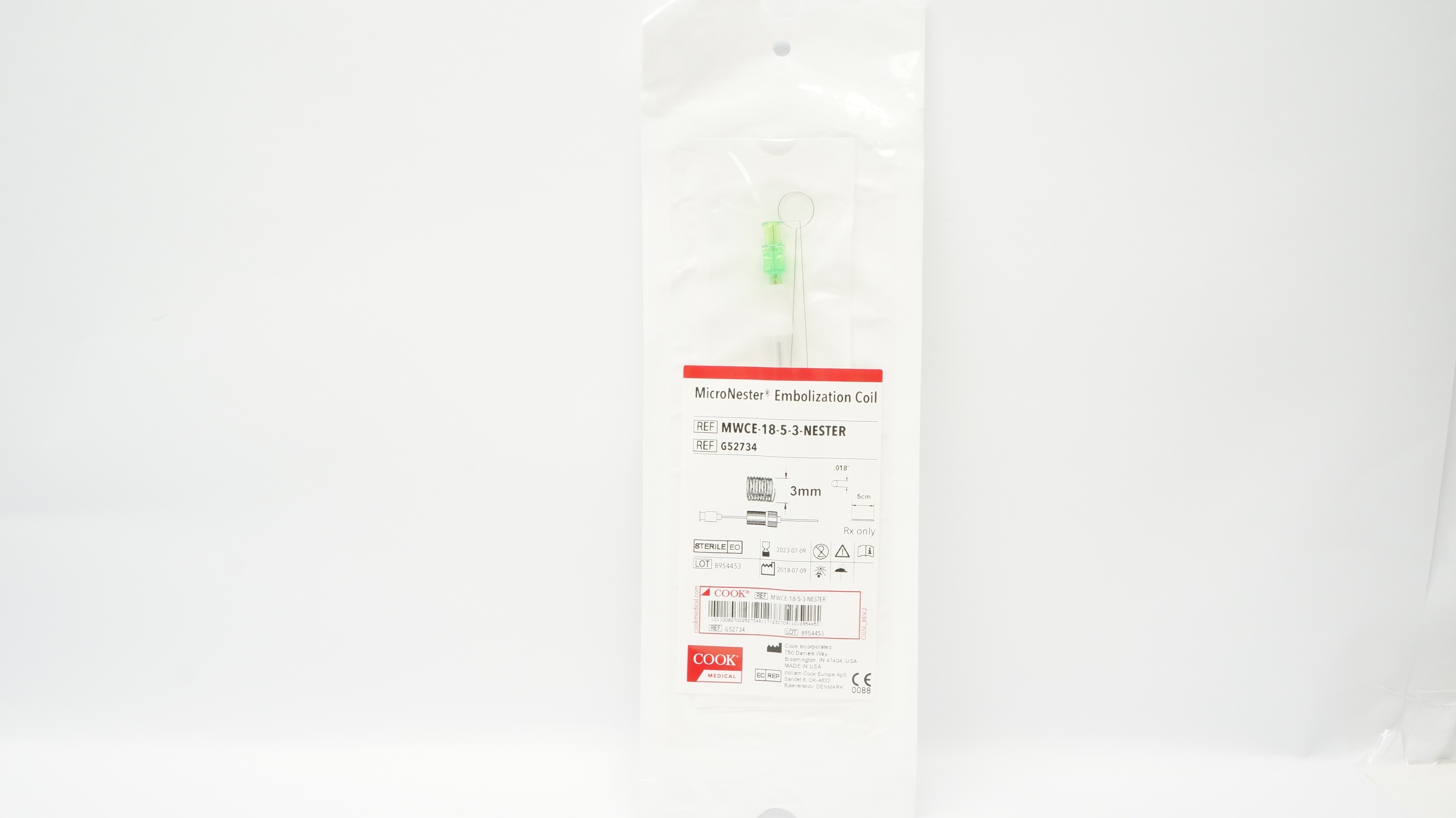 Cook Medical G52734 MicroNester Embolization Coil 3mm x 018In x 5cm (x)