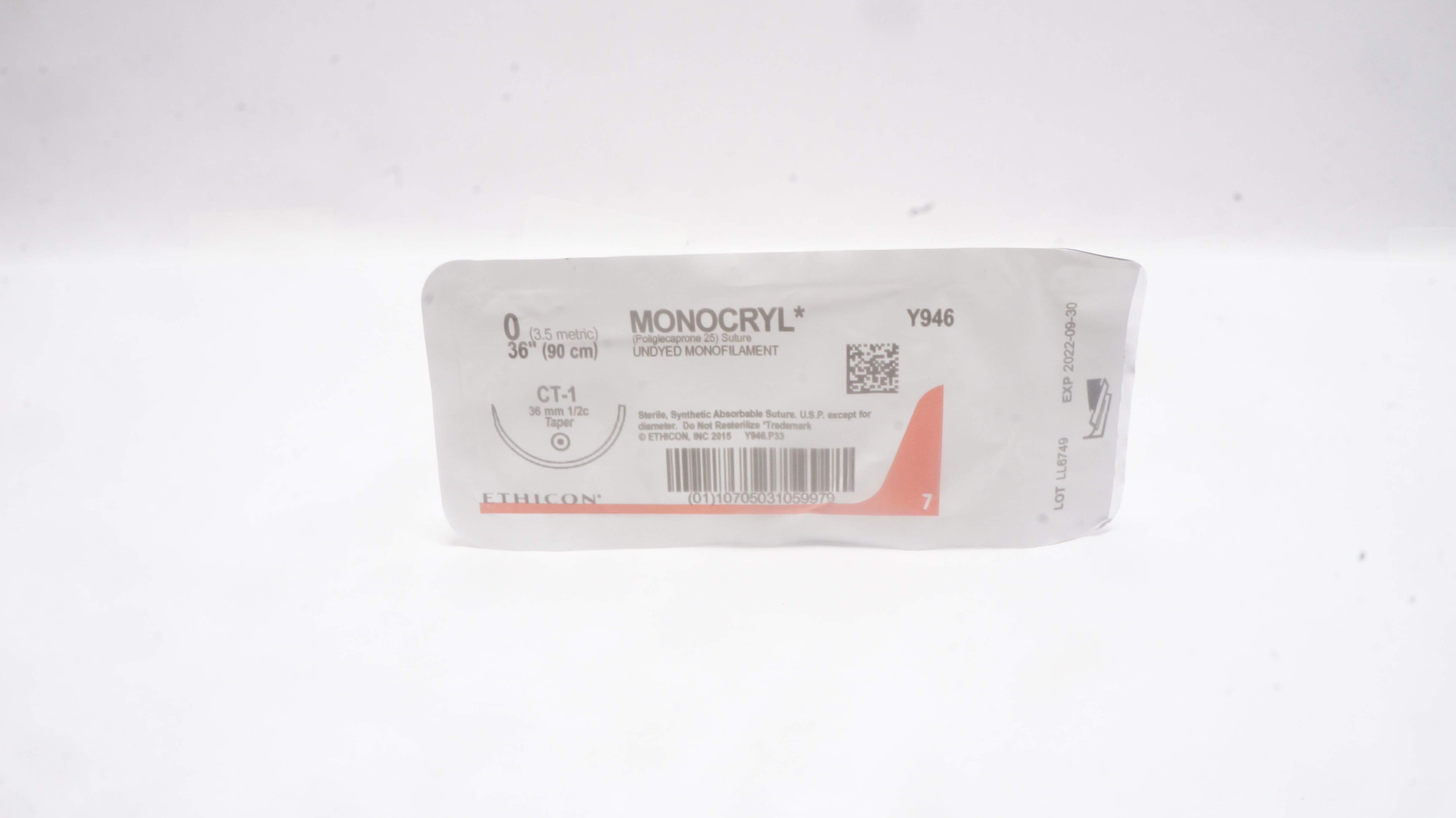 Ethicon Y946 0 MONOCRYL, CT-1, 36mm 1/2c Taper, 36inch (x)