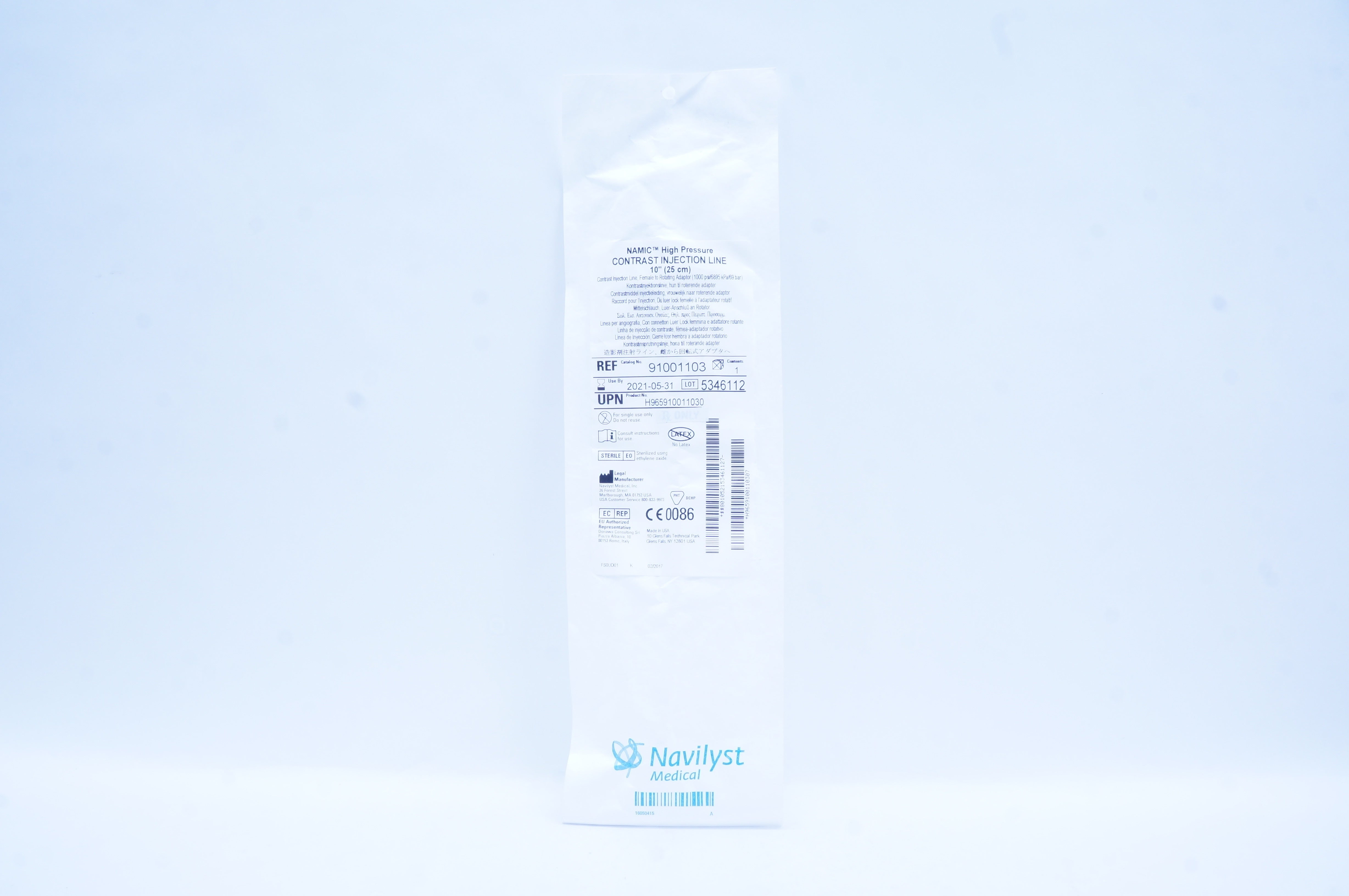 Navilyst Medical 91001103 Namic High Pressure Contrast Injection Line ...