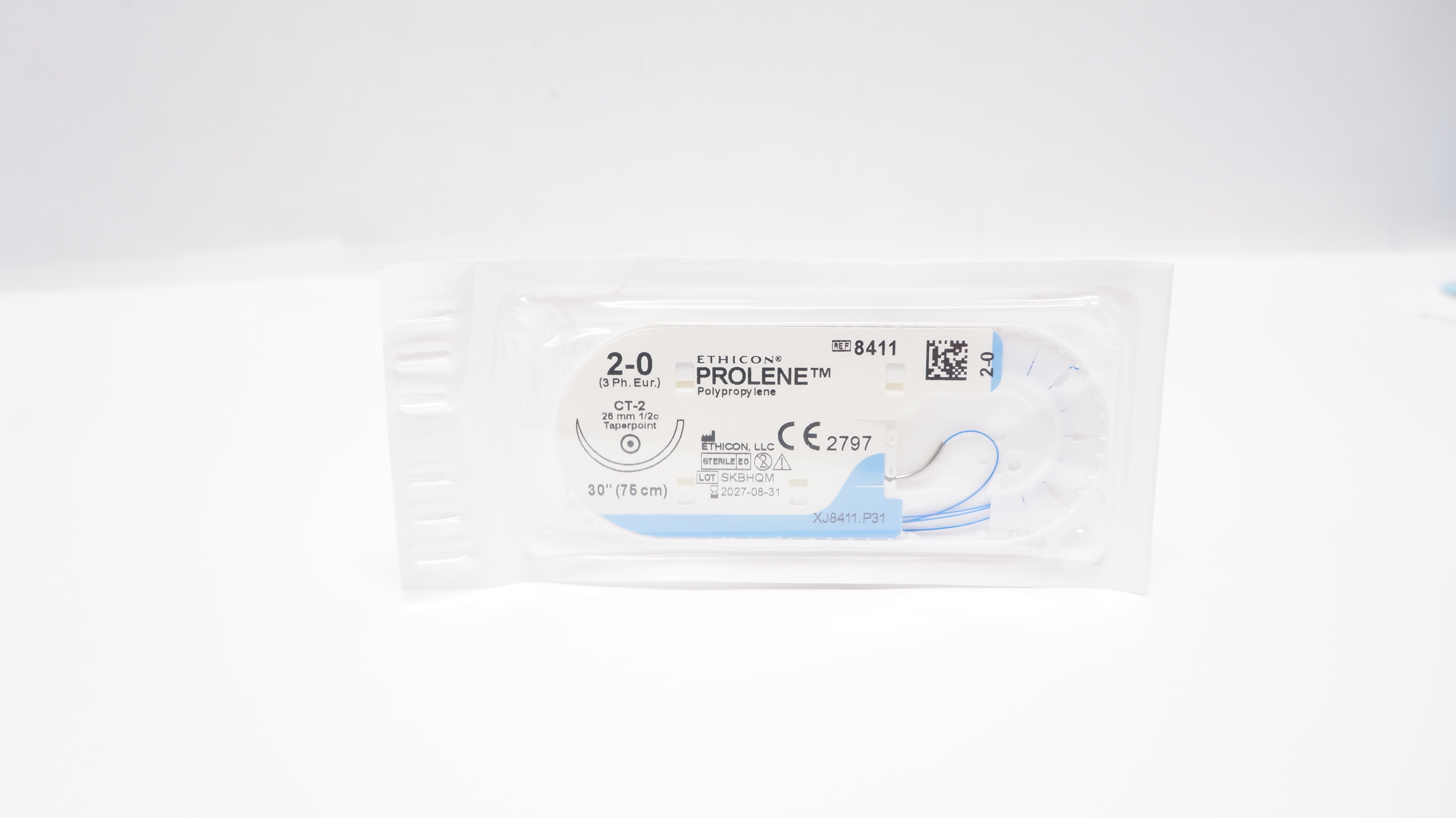 Ethicon 8411 2-0 PROLENE Polypropylene Stre CT-2 26mm 1/2c Taperpoint, 30inch