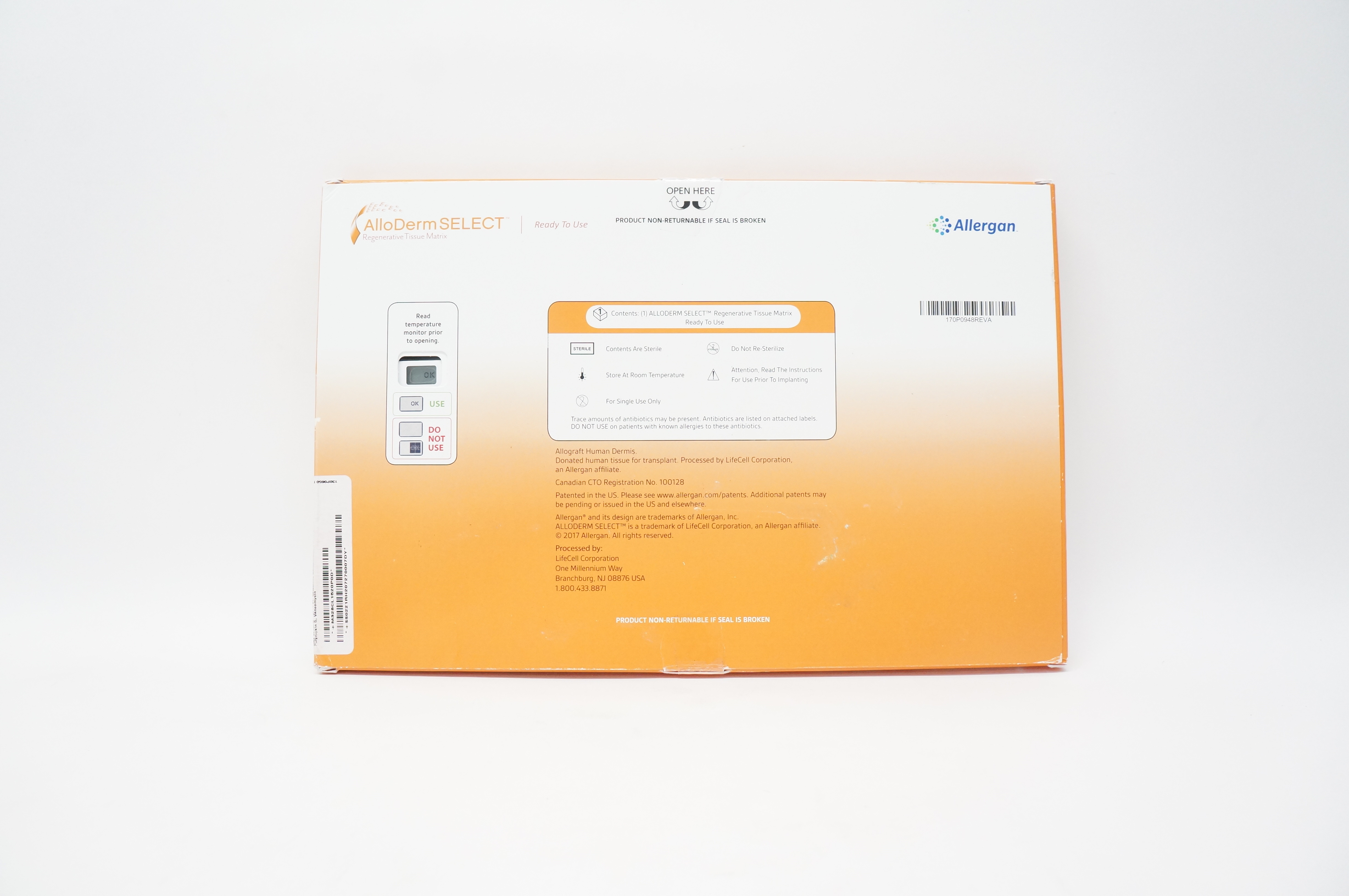 Allergan CL1520P Alloderm Select Tissue Matrix RTU Large Thick (x)