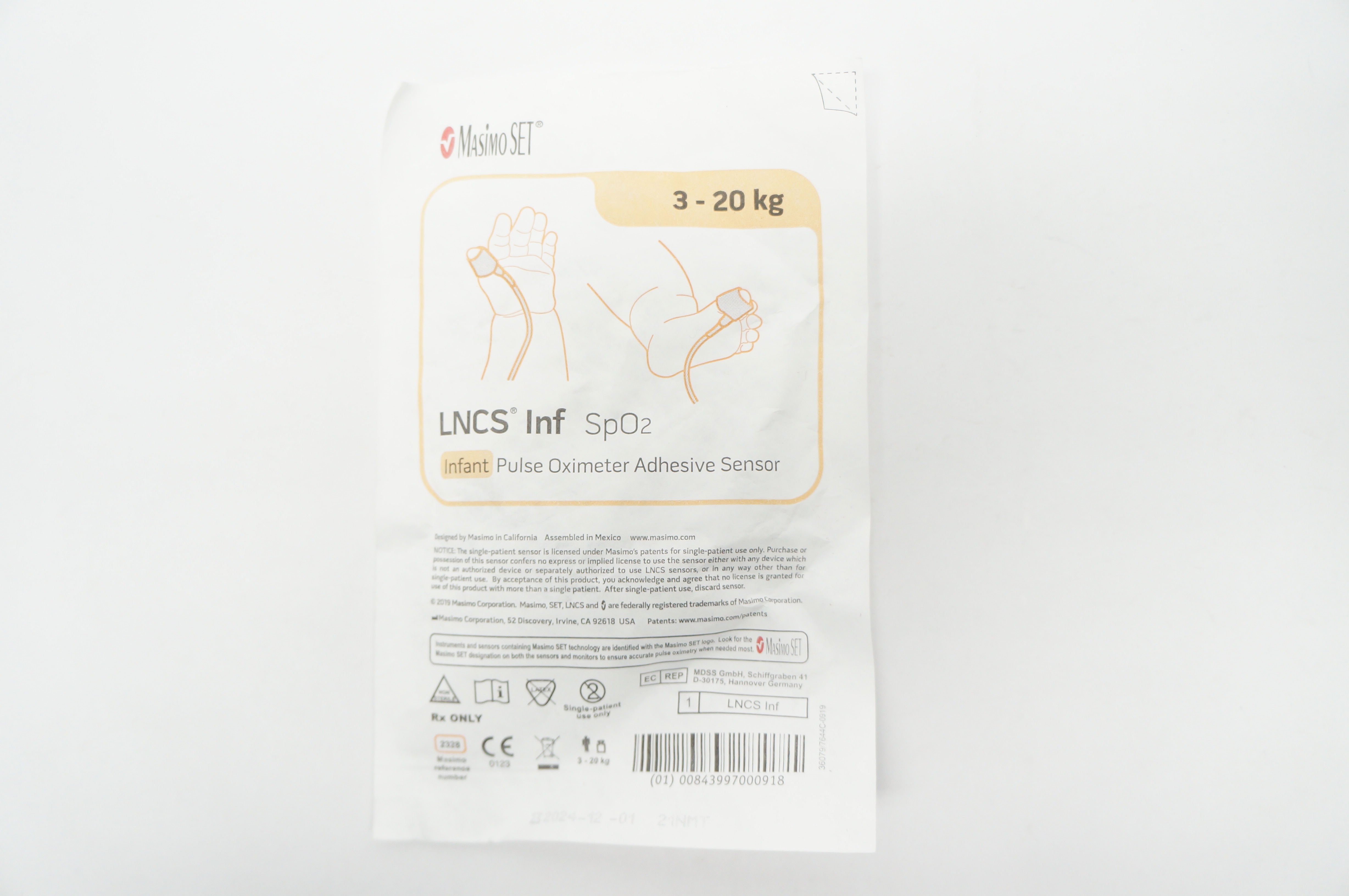 MasimoSet 2328 LNCS Infant SpO2 Pulse Oximeter Adhesive Sensor 3kg - 20kg
