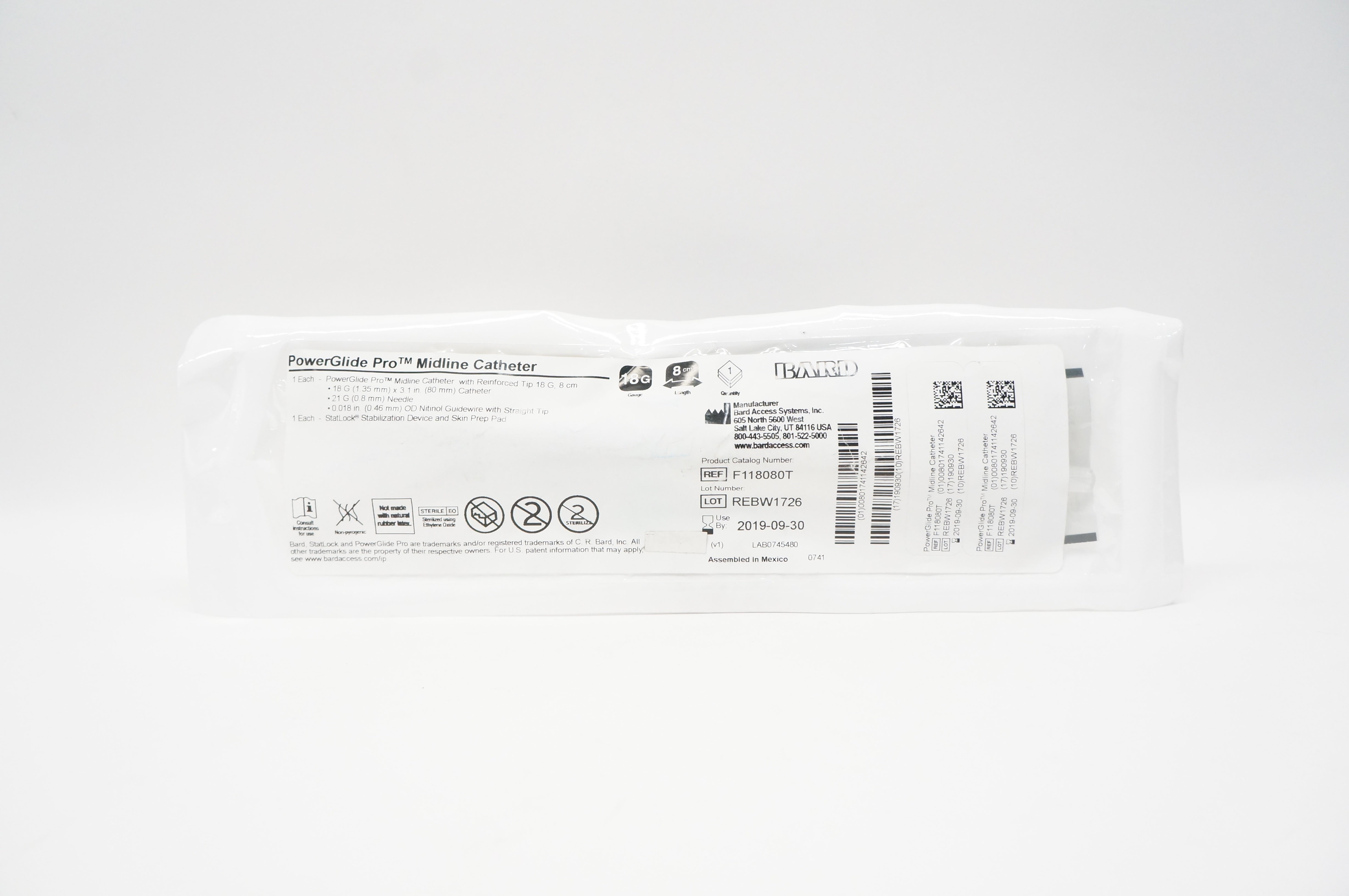 Bard F118080T PowerGlide Pro Midline Cath. 18G x 8cm (x)