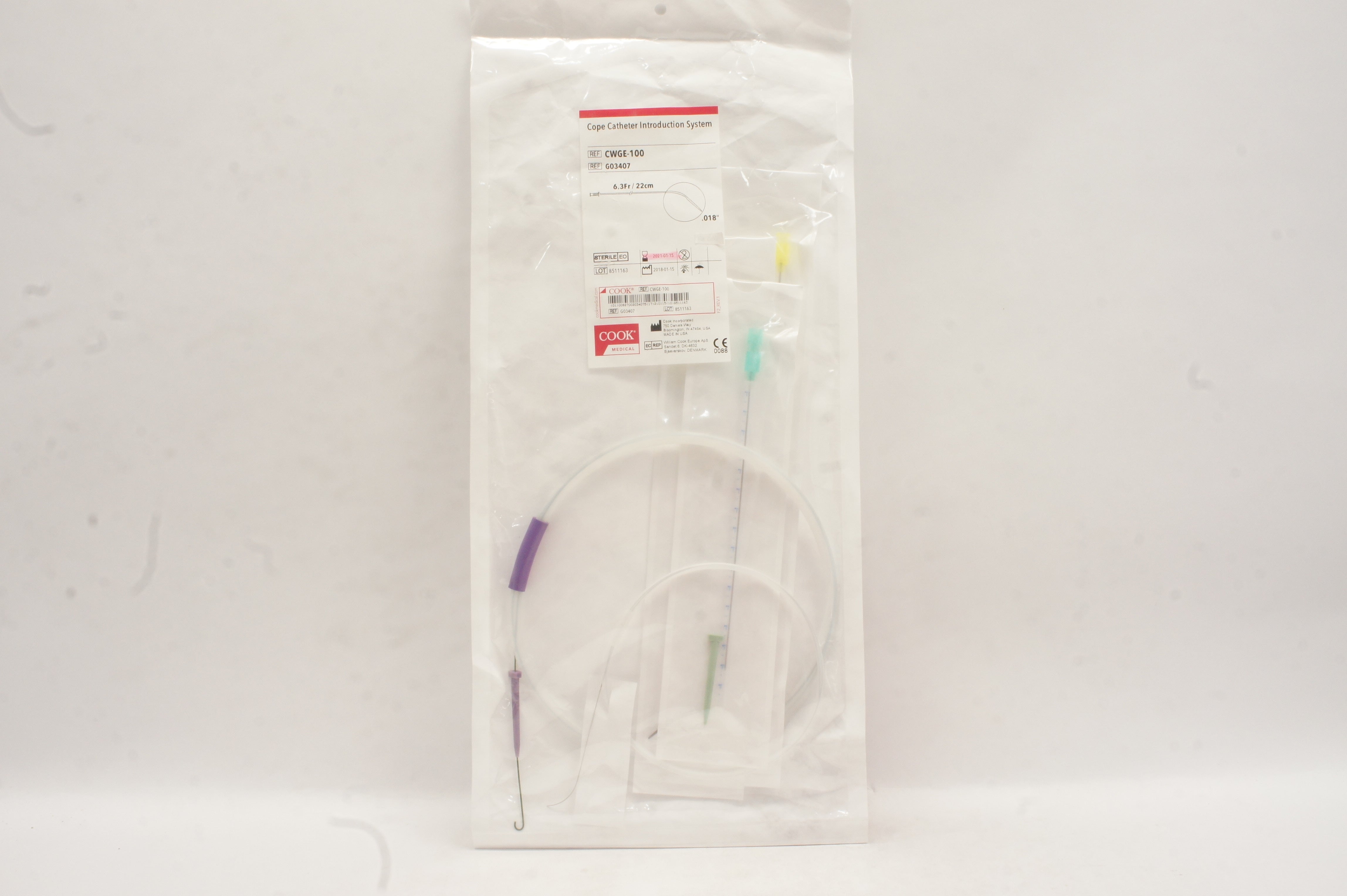 Cope Loop Cook Medical G03407 Cope Catheter Introduction System 6.3Fr/22cm ...