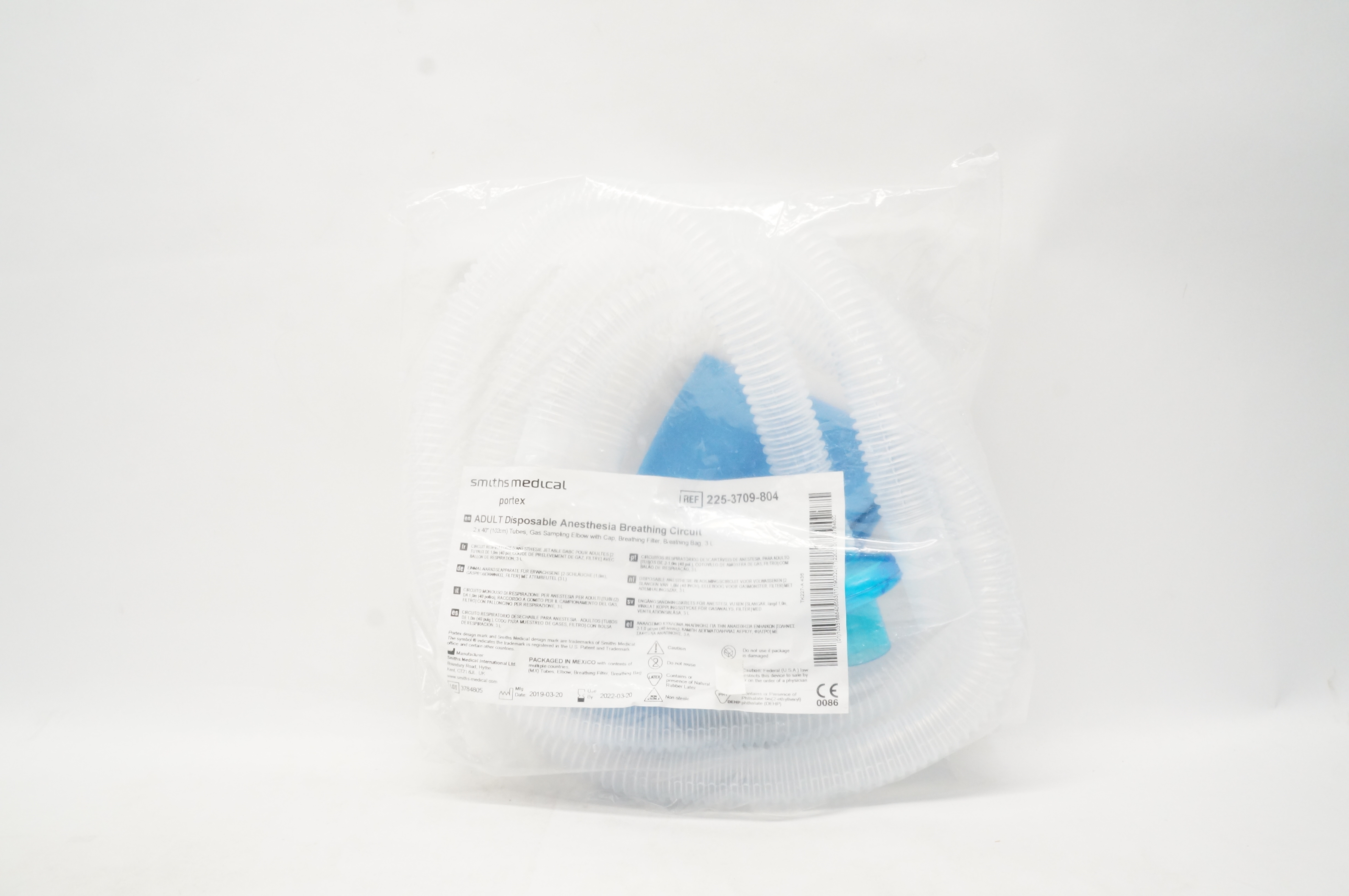 Smith Medical 225-3709-804 Portex Adult Disposable Anesthesia Breathing Circuit