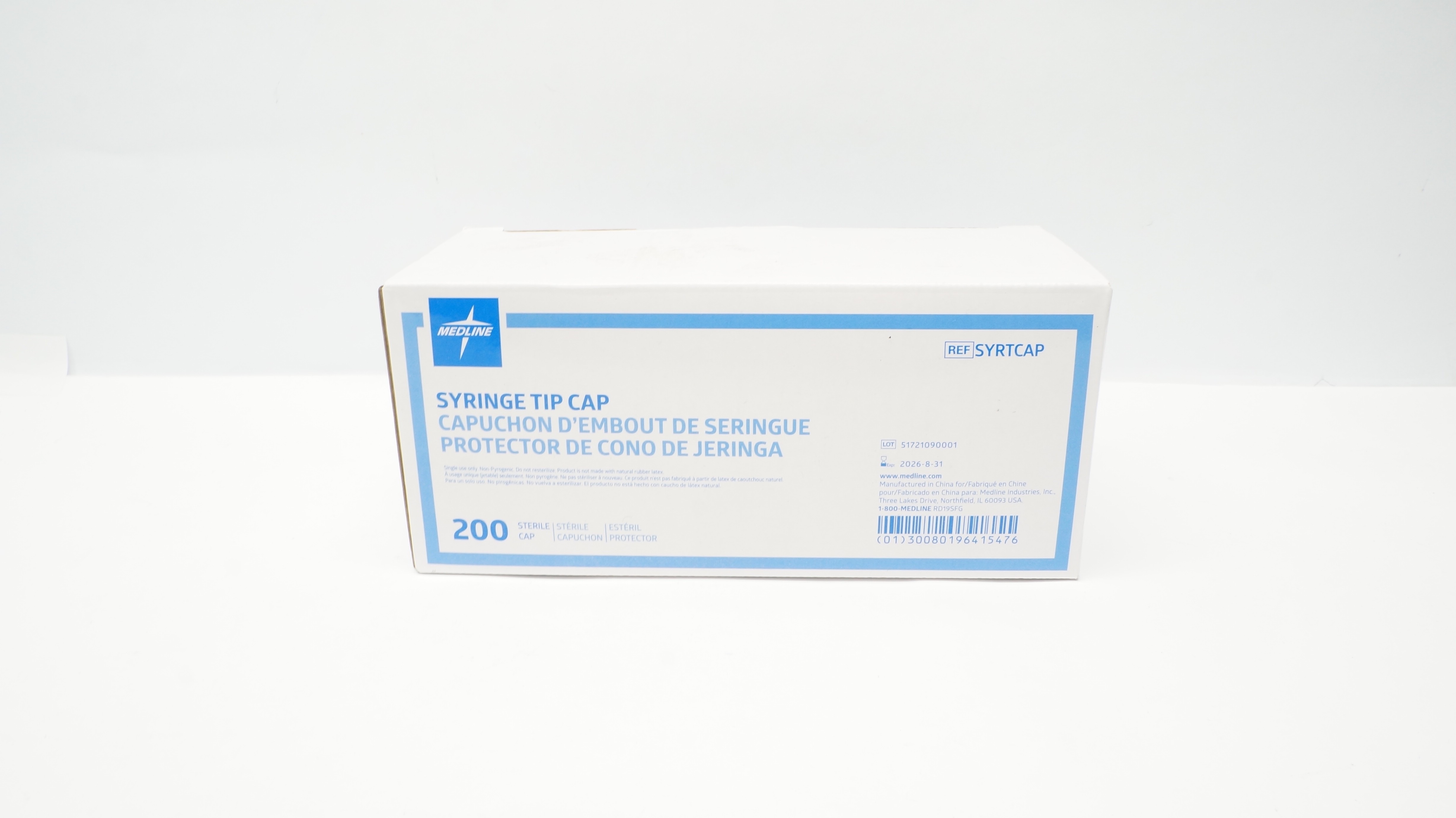 Medline SYRTCAP Syringe Tip Cap, Sterile - Box of 200
