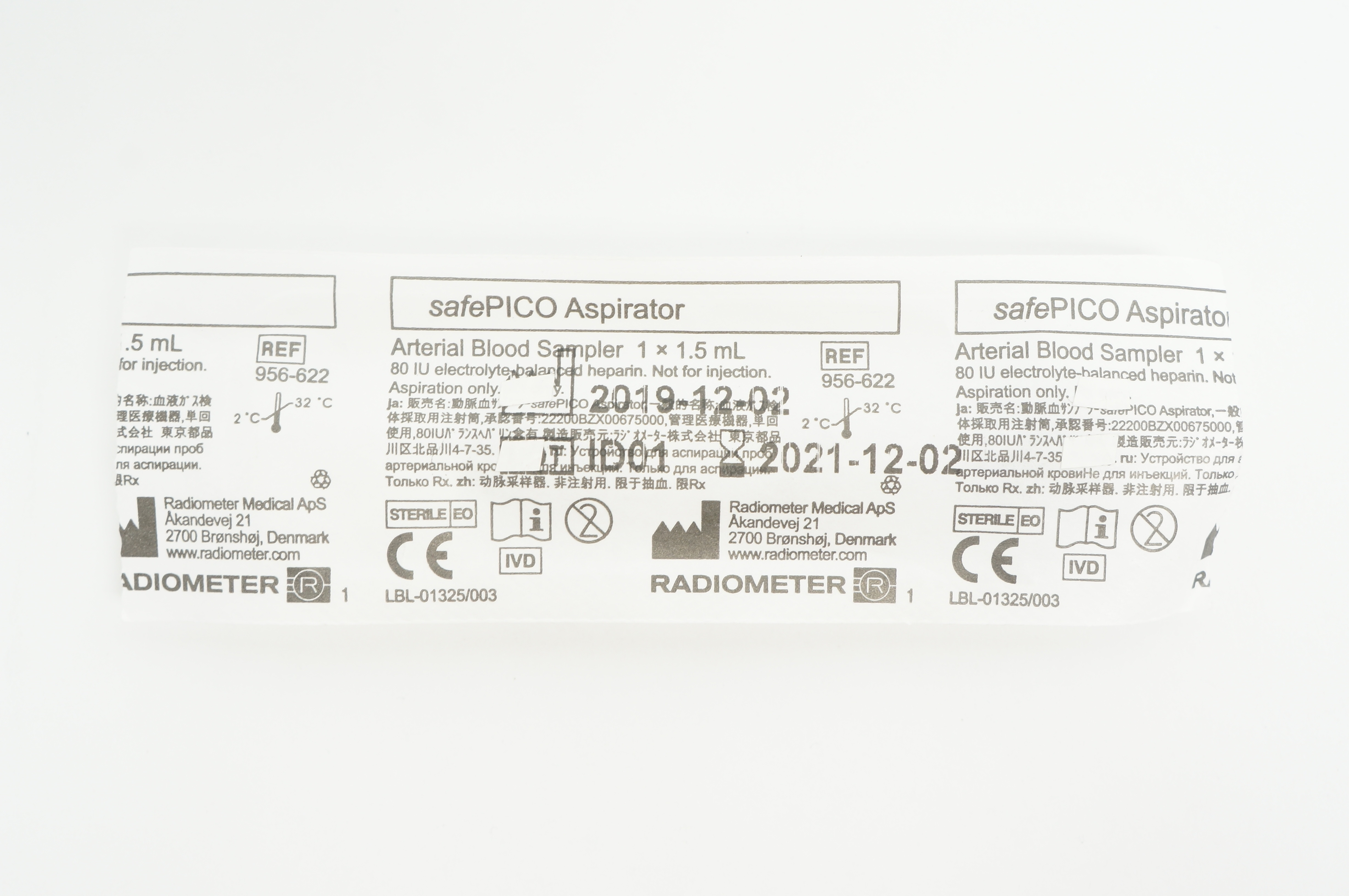 Radiometer 956622 safePICO Aspirator Arterial Blood Sampler 1 x 1.5mL