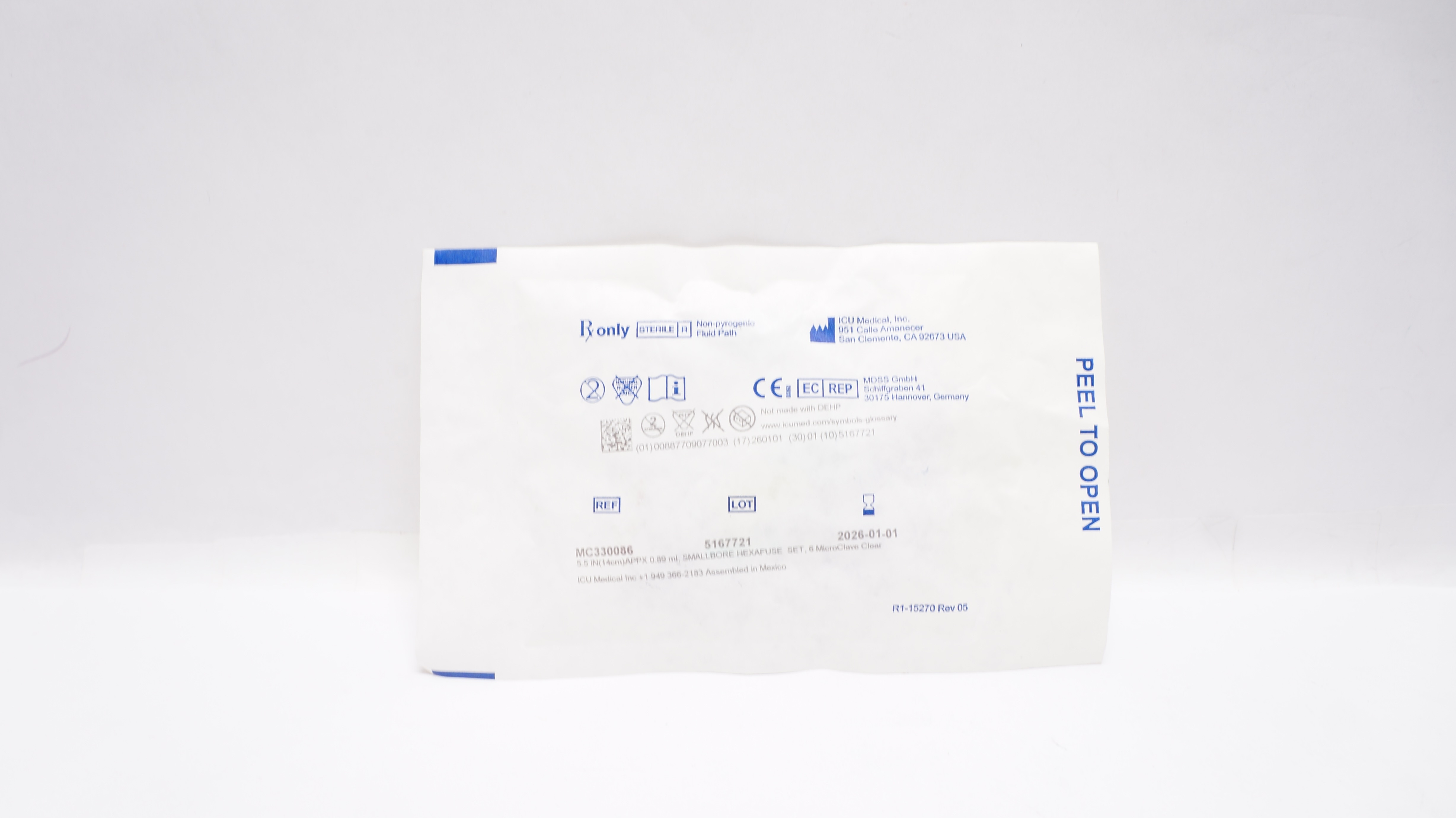 ICU Medical MC330086 Smallbore Hexafuse Set 5.5inchAppx. 0.8ml 6MicroClave Clear