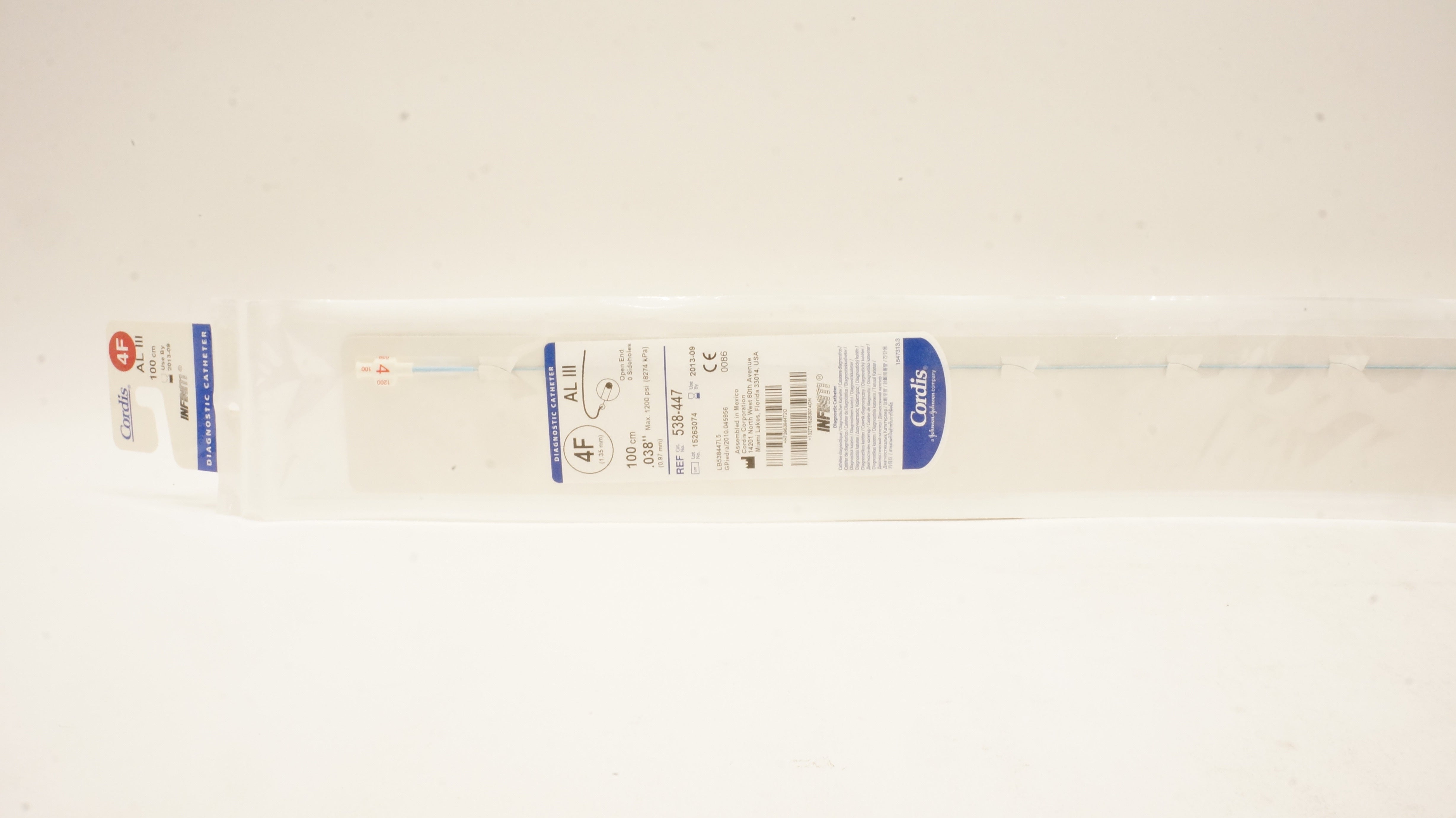 Cordis 538-447 Diagnostic Cath. 4F x 0.038inch AL III (x)