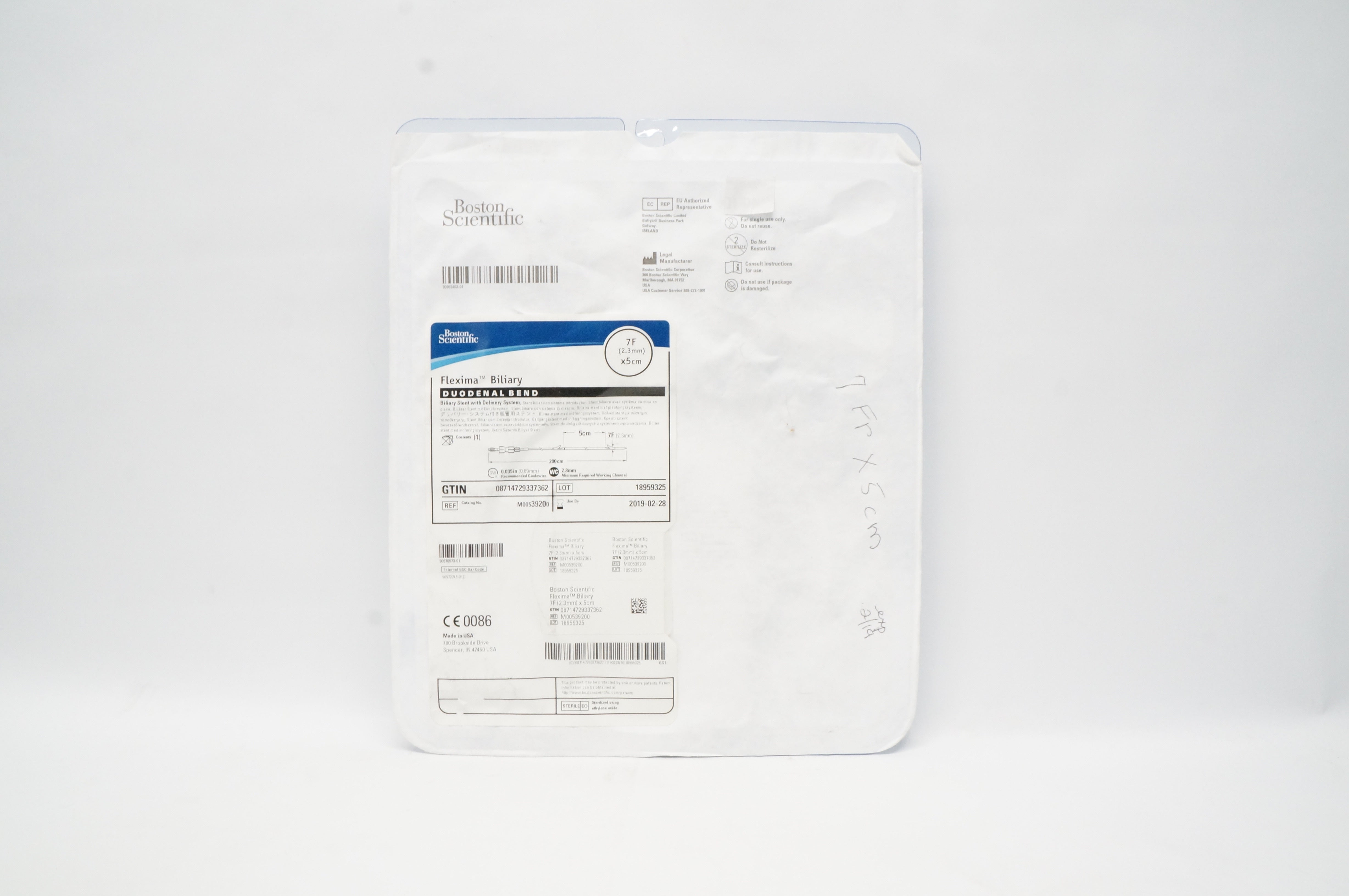Boston Scientific M00539200 Flexima Biliary Duodenal Bend 7F x 5cm (x)