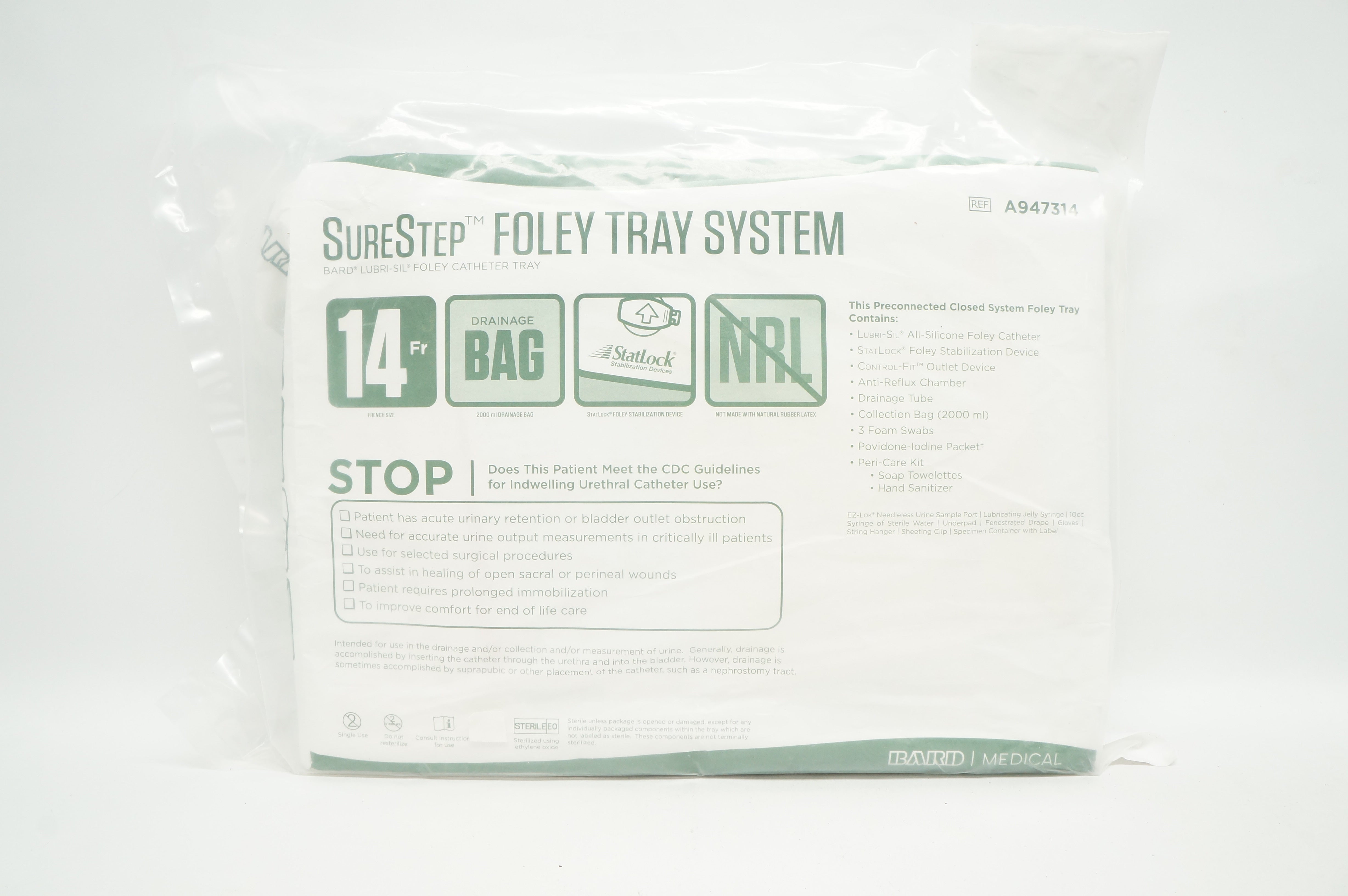 Bard A947314 SureStep Foley Tray System 14 Fr