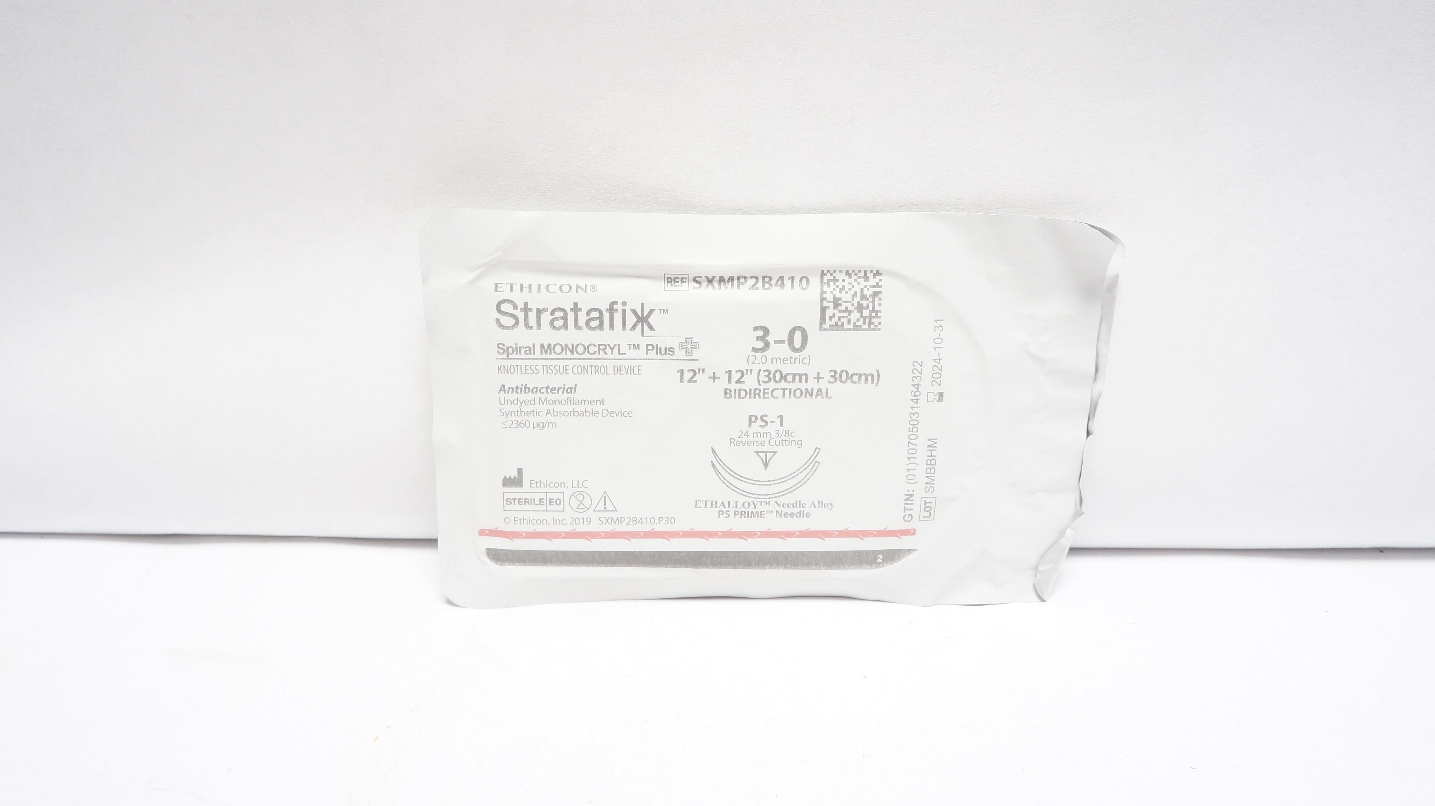 Ethicon SXMP2B410 3-0 Stratafix Spiral Monocryl Plus 12+12in. PS-1 24mm 3/8c (x)