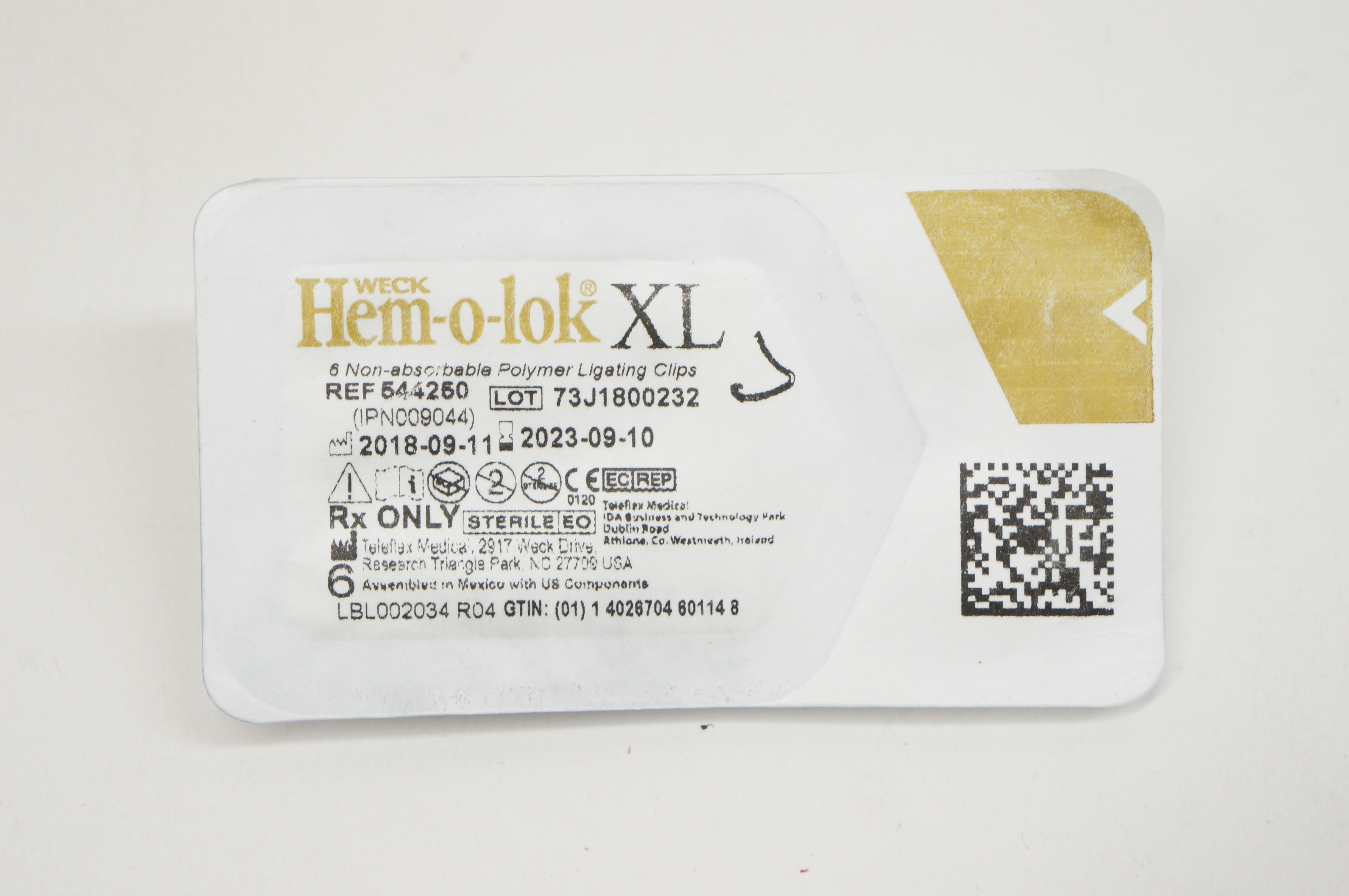 Weck 544250 Hem-o-lok XL Non-Absorbable Polymer Ligating Clips 6