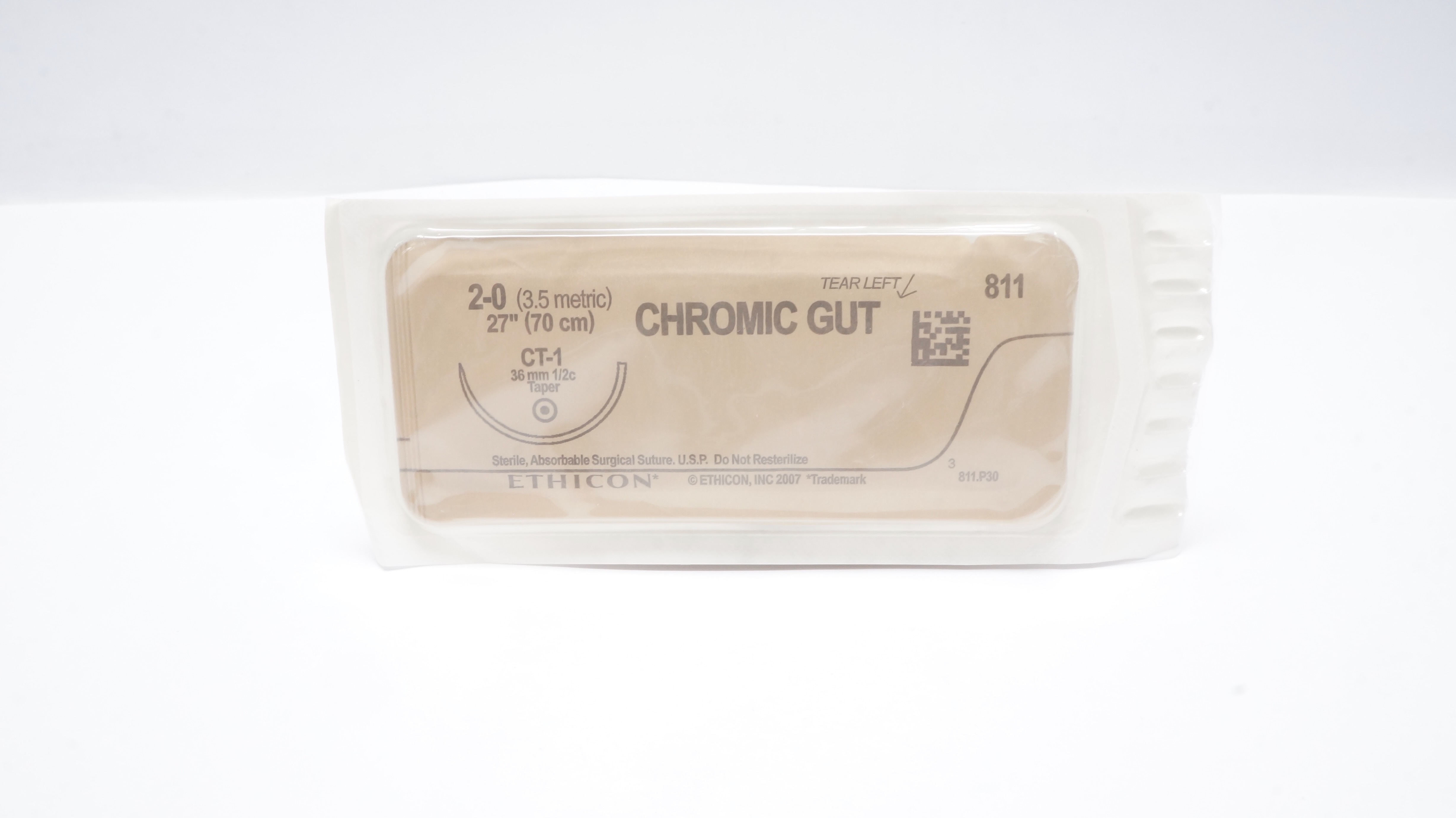 Ethicon 811 2-0 CHROMIC GUT Absorbable Stre CT-1 36mm 1/2c Taper, 27inch (x)