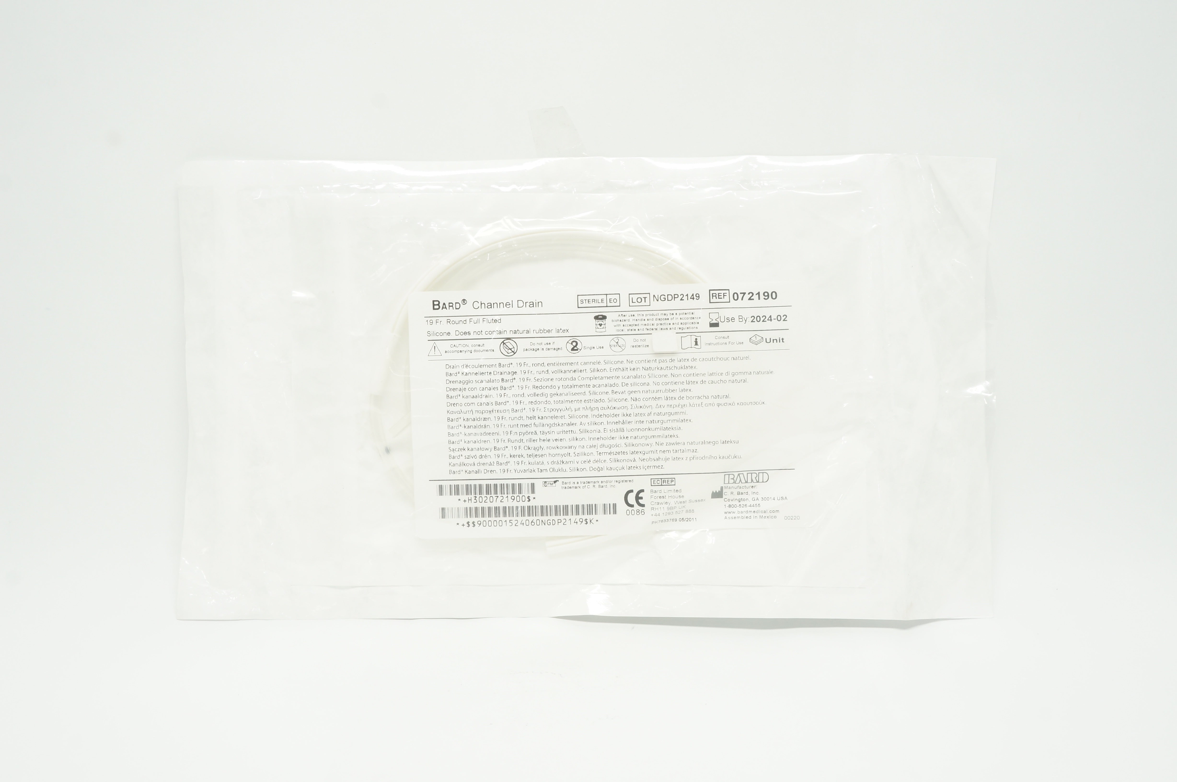 Bard 072190 Channel Drain 19Fr. Round Full Fluted