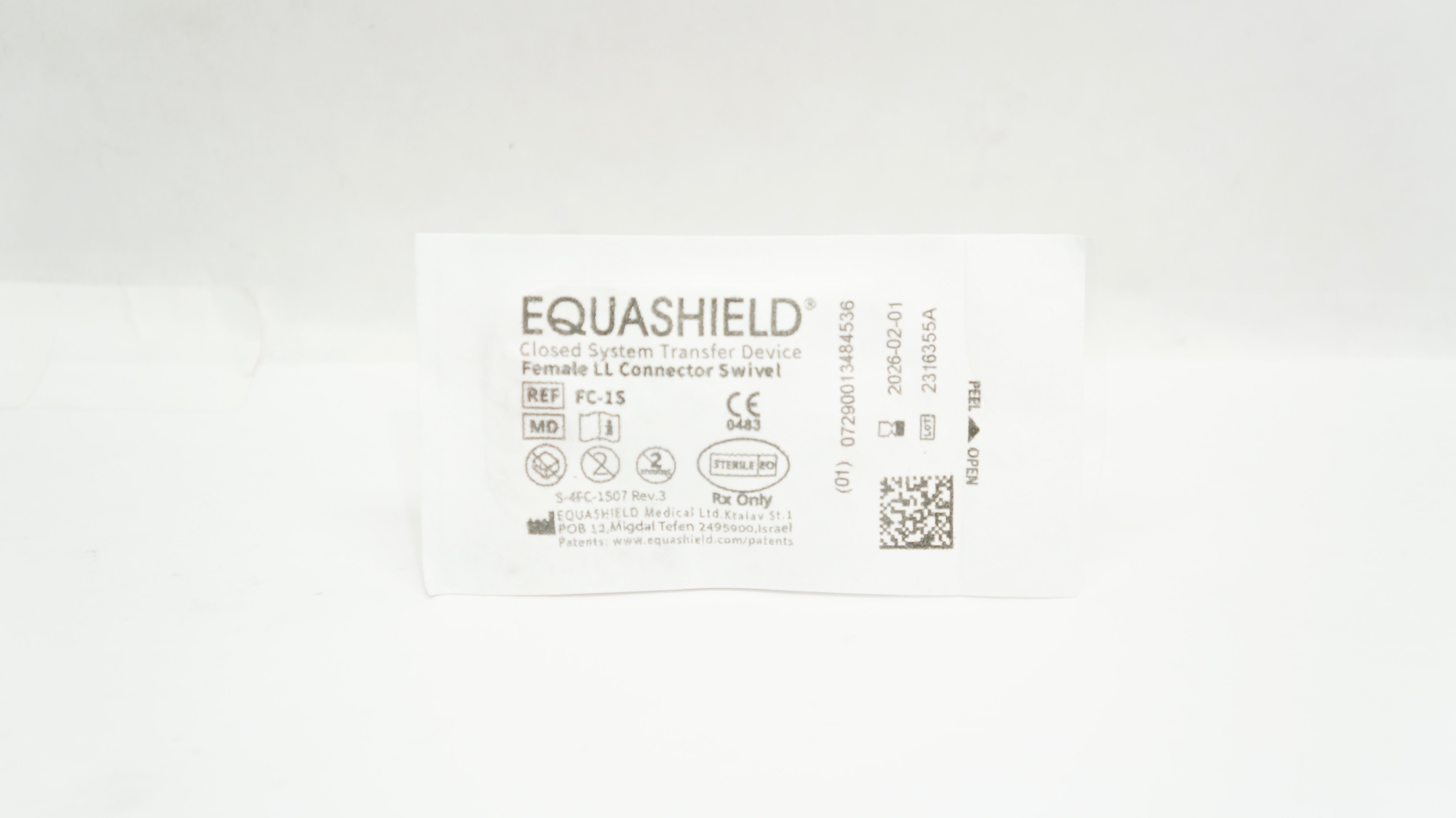 Equashield FC-1S Closed System Transfer Device Female LL Connector Swivel