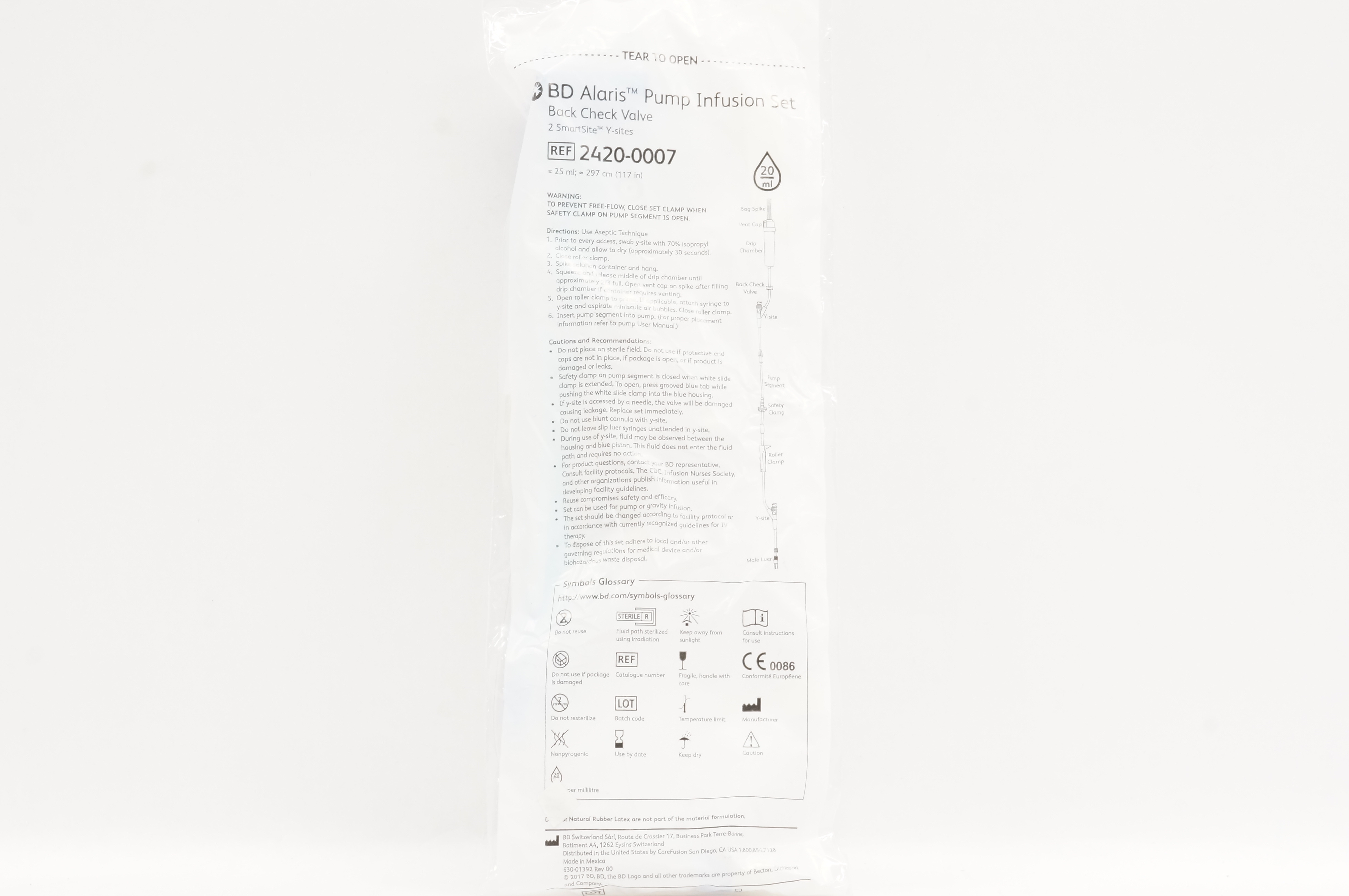 BD 2420-0007 Alaris Pump Infusion Set Back Check Valve 117inch x 25ml (x)