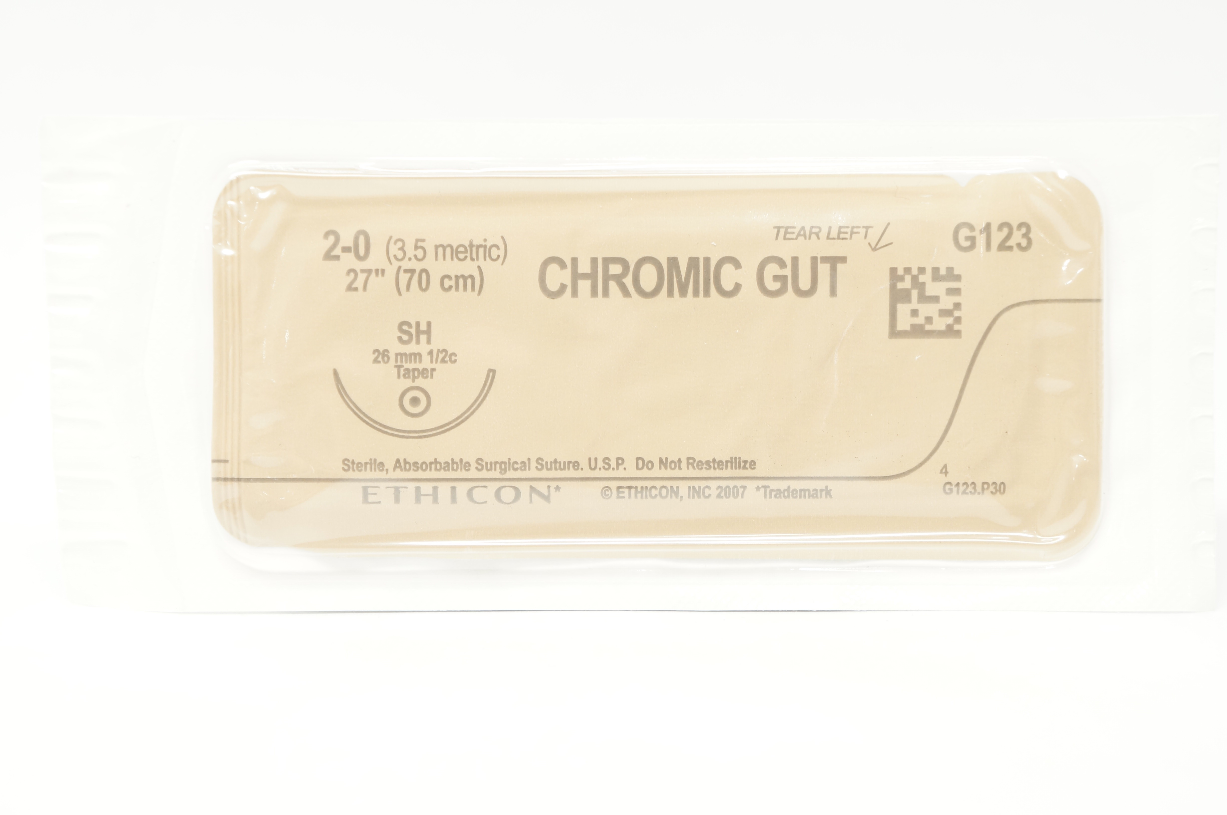 Ethicon G123 2-0 Chromic Gut Surgical Stre SH 26mm 1/2c Taper, 27inch
