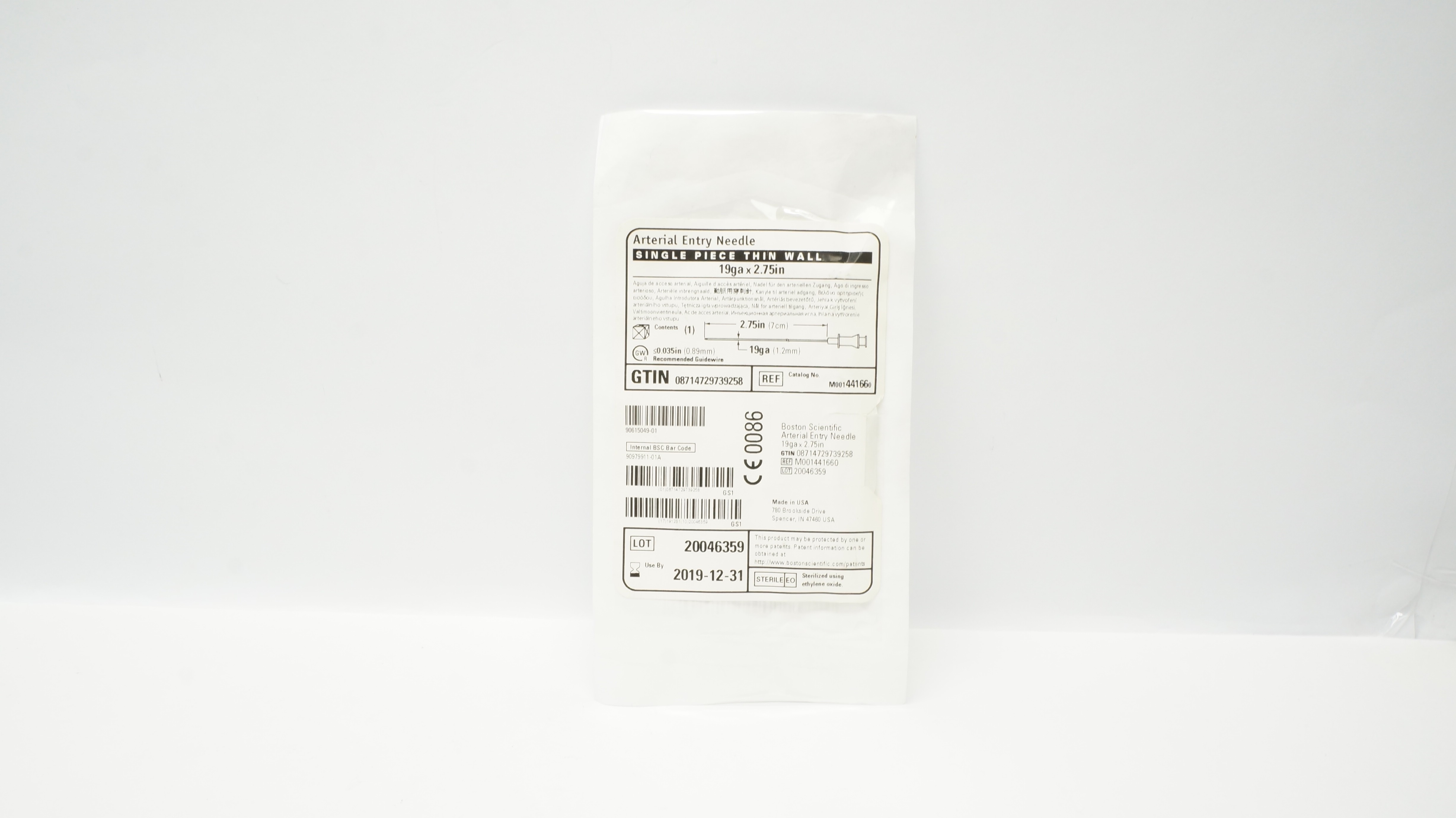 Boston Scientific M001441660 Arterial Entry Ndle 19Ga x 2.75in (x)