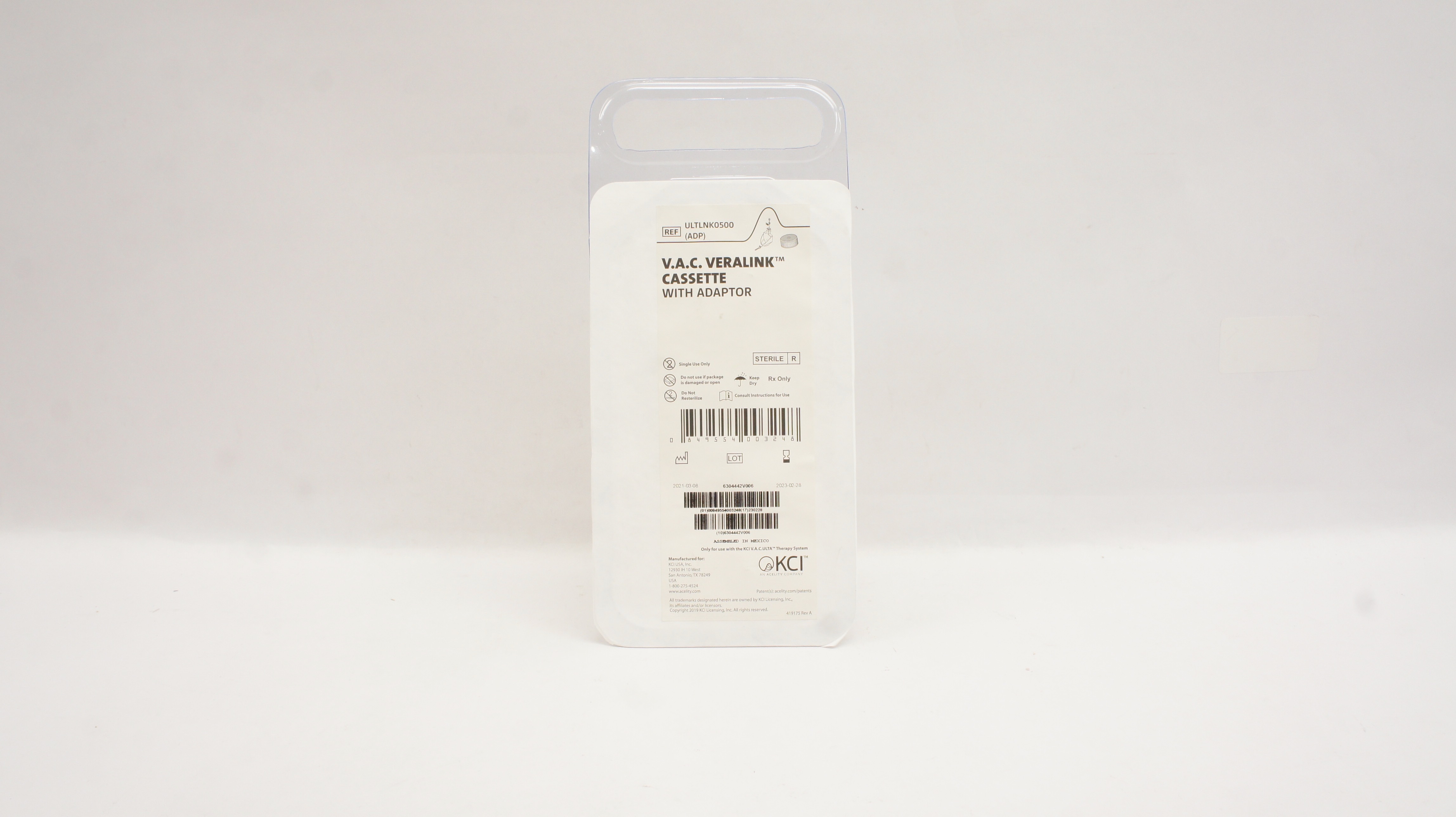 KCI ULTLNK0500 Acelity V.A.C. VeraLink Cassette with Adaptor