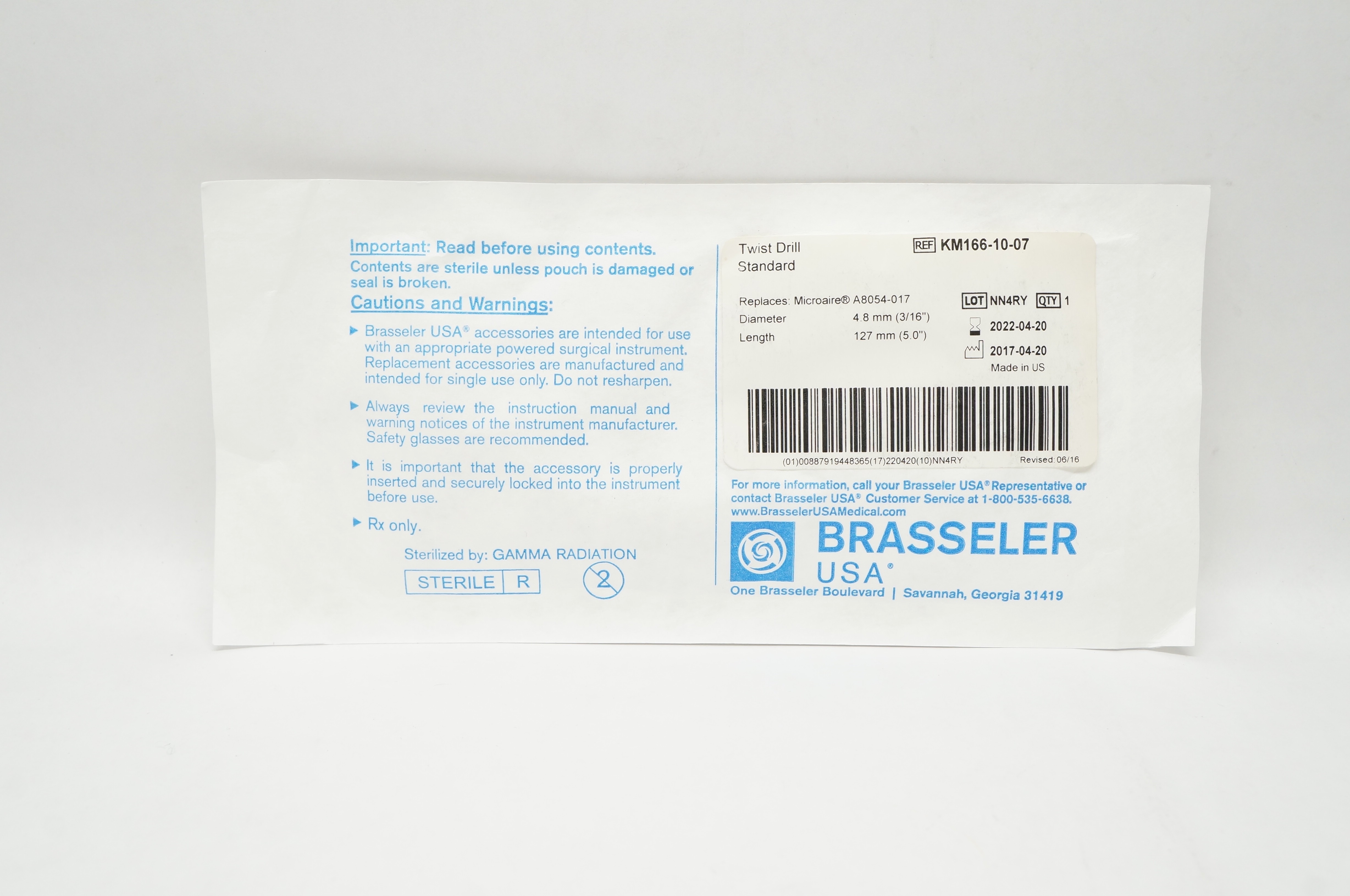 Brasseler KM166-10-07 Twist Drill Standard 3/16 inch x 5.0 inch (x)