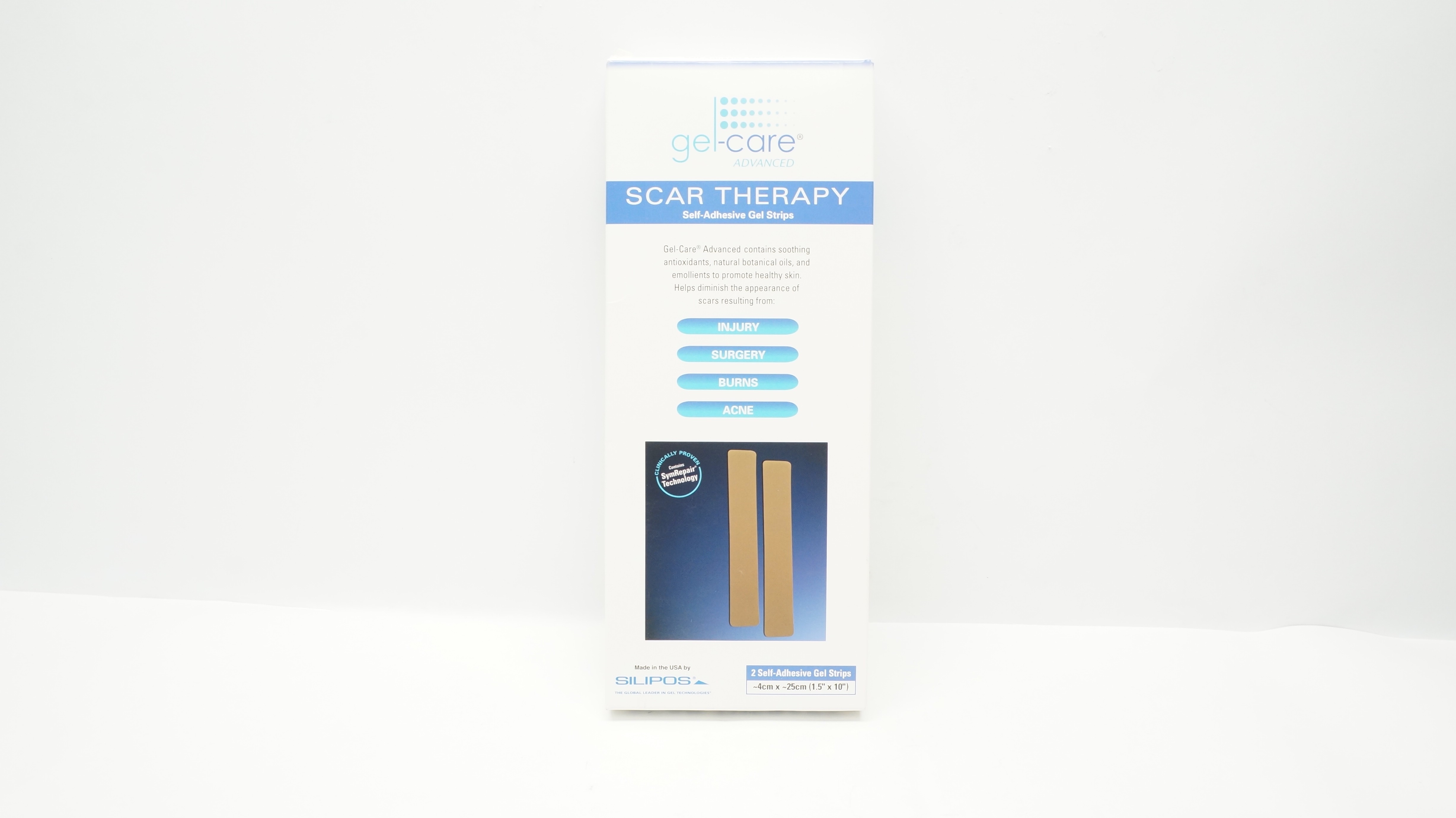 Silipos Scar Therapy Self-Adhesive Gel Strips 1.5inch x 10inch - Box of 2