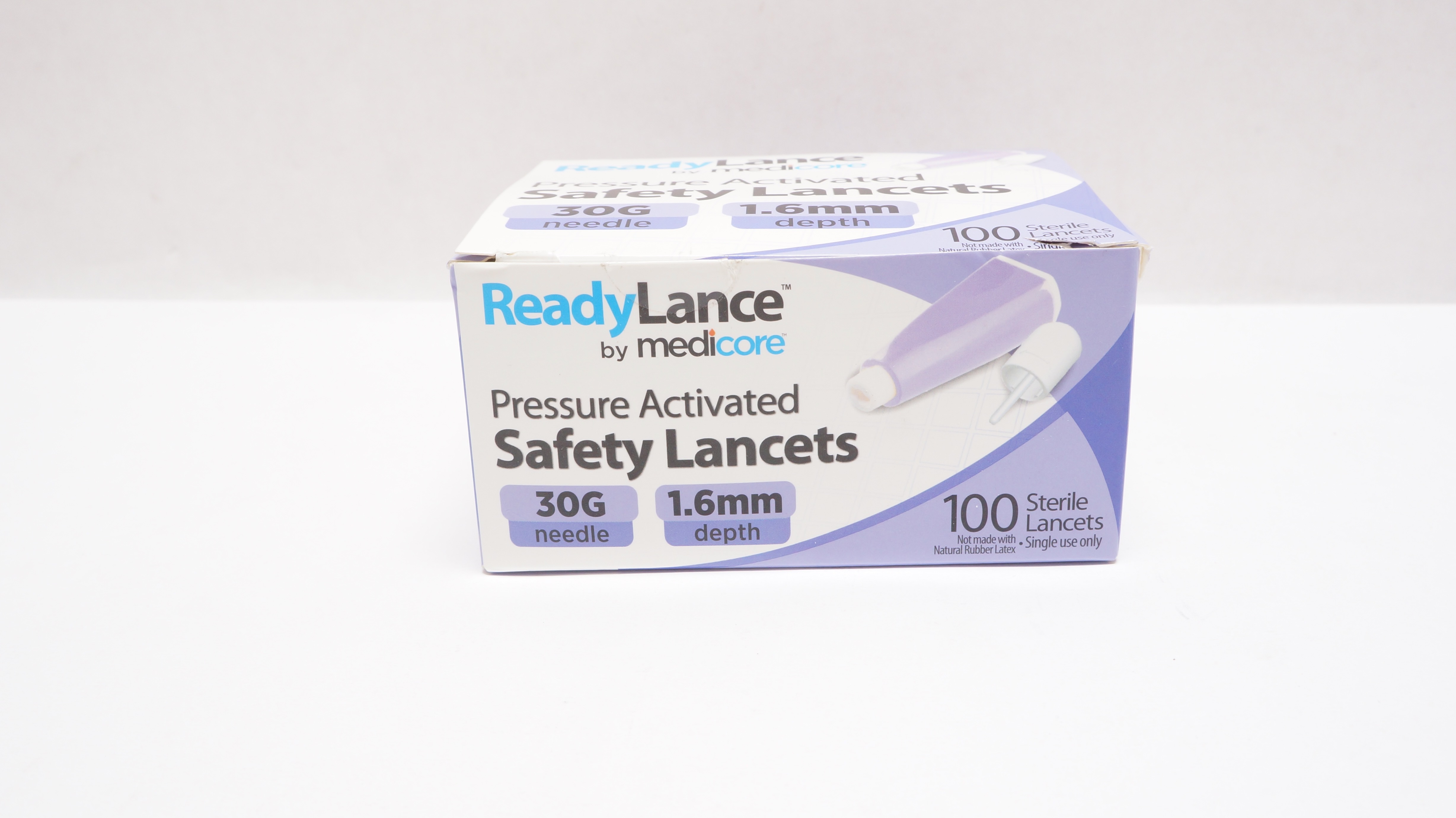 MediCore 802 Pressure Activated Safety Lancets 30G x 1.6mm - Box of 68