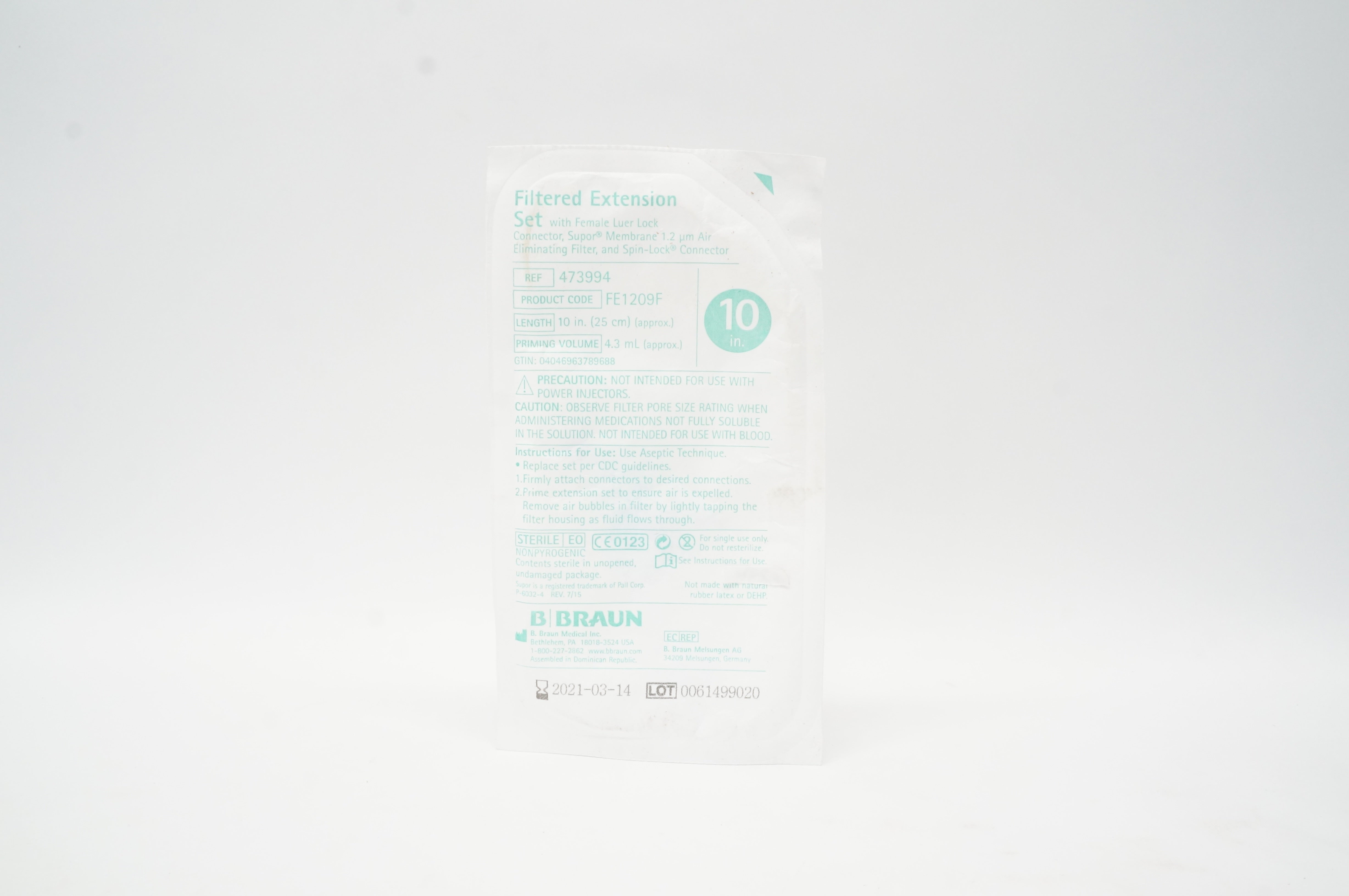 Braun 473994 Filtered Extension Set 10 inch x 4.3mL (Approx.)  (x)