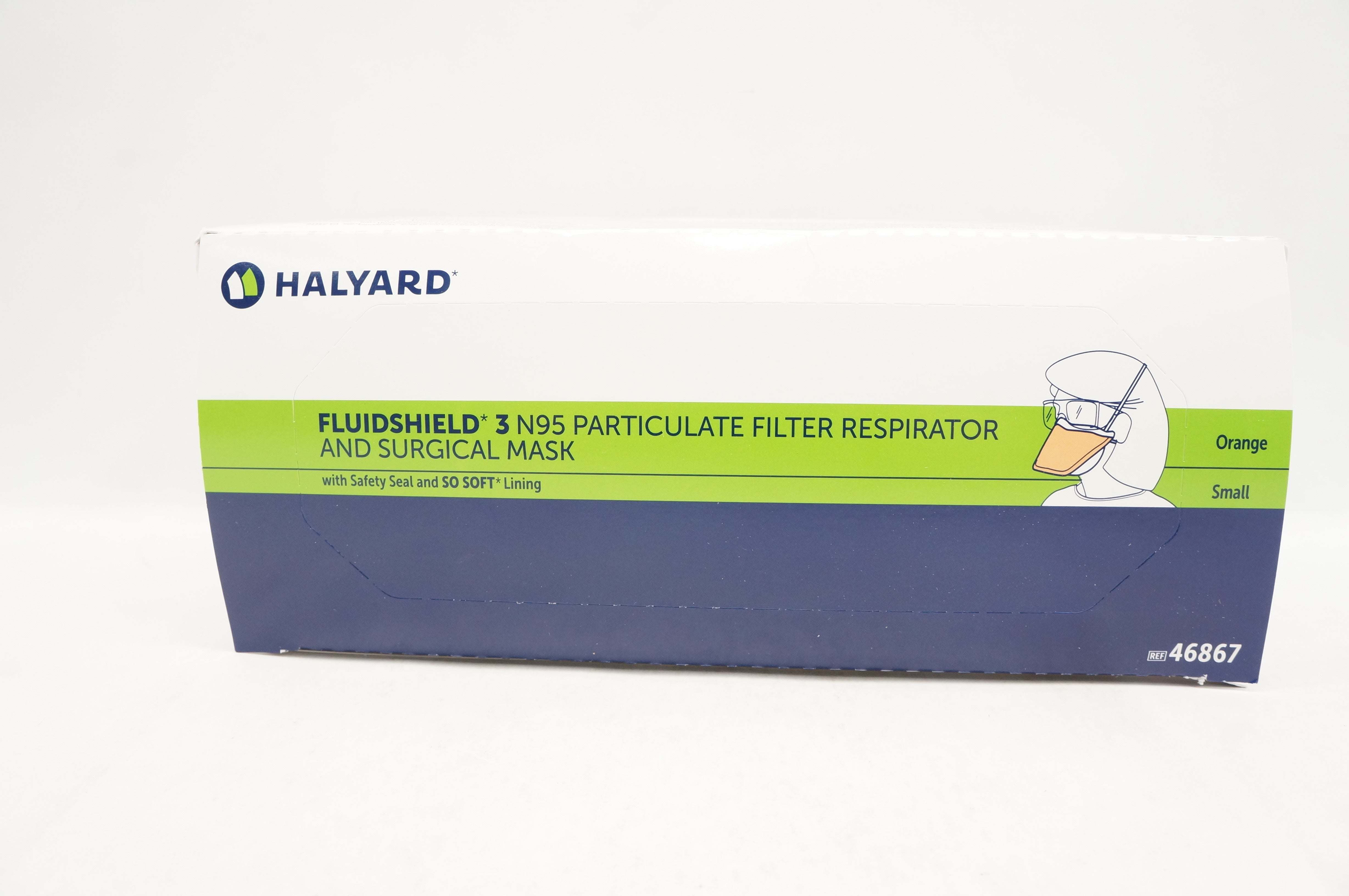Halyard 46867 Fluidshield 3 N95 Particulate Filter Respirator Small - Box of 23