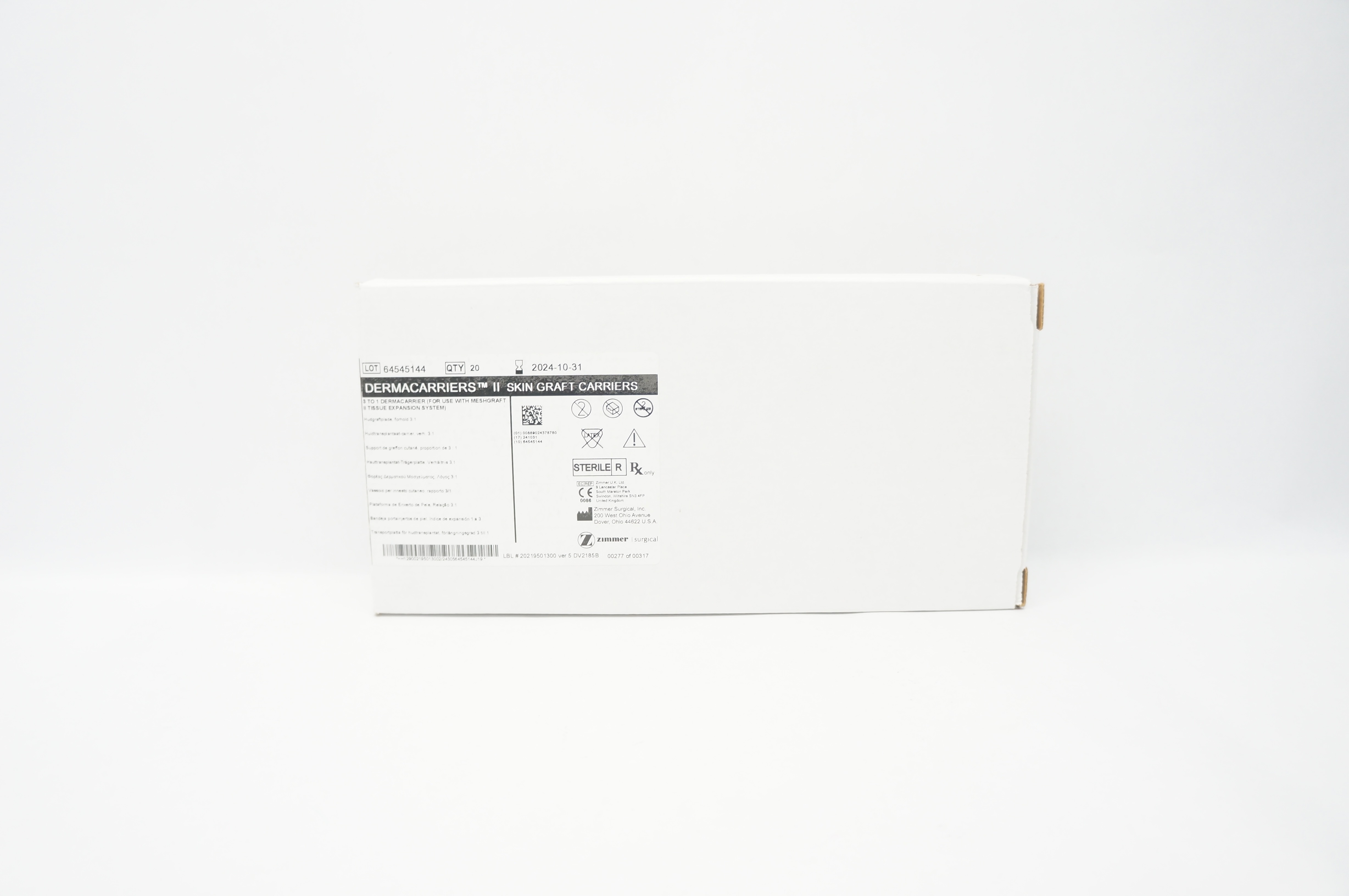 Zimmer 00-2195-013-00 Dermacarriers II Skin Graft Carriers - Box of 20