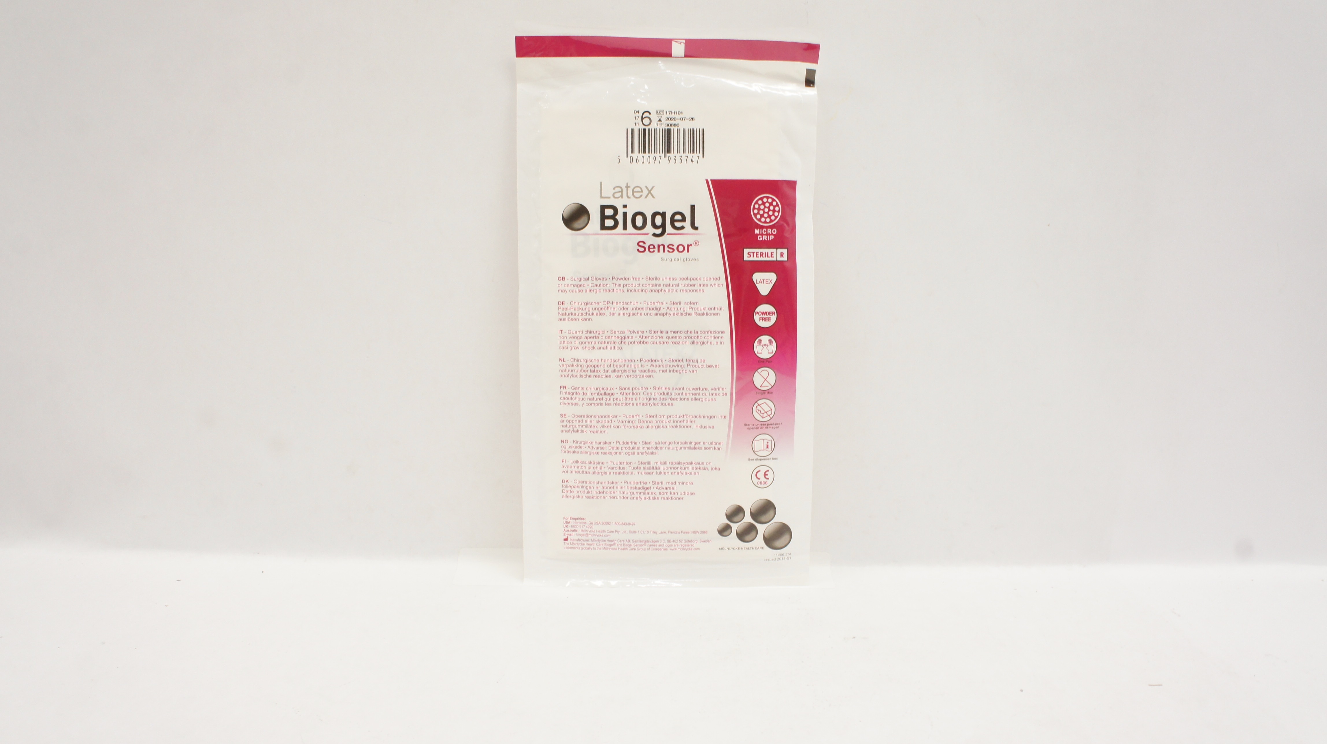 Molnlycke HealthCare 30660 Biogel Sensor Surgical Gloves Size 6 (x)