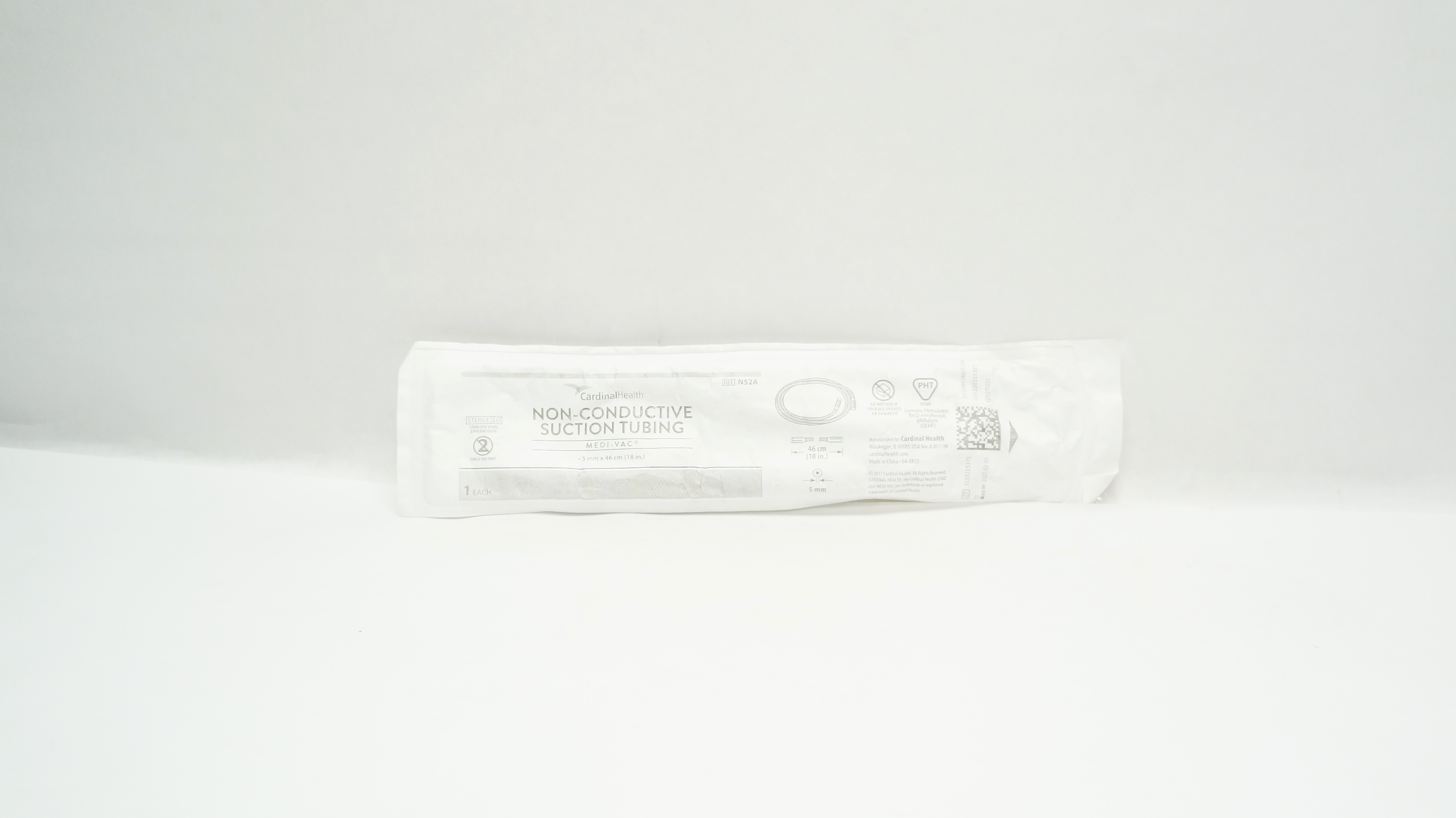 Cardinal Health N52A Medi-Vac Non-Conductive Suction Tubing 5mm x 18inch