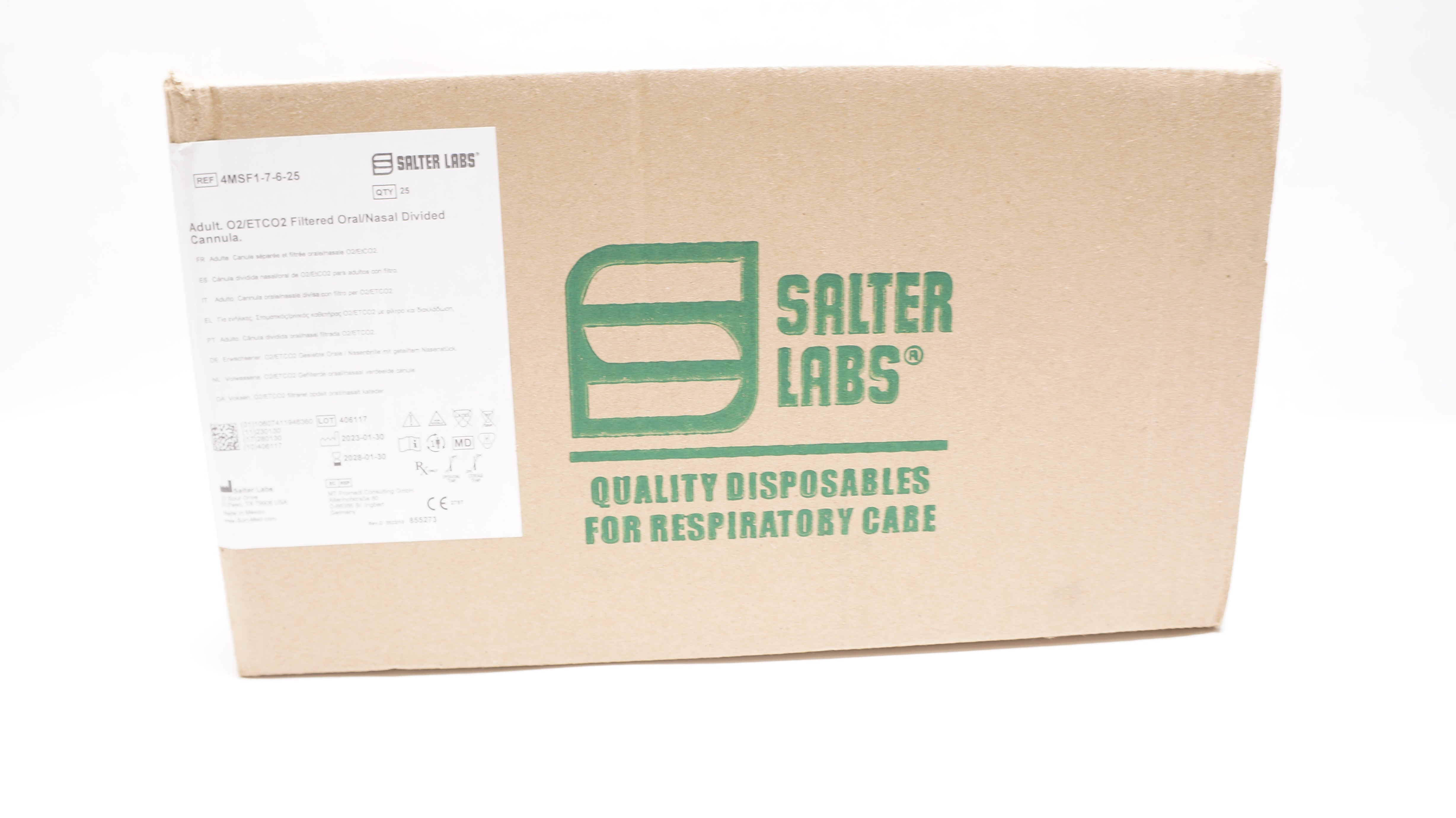 Salter Labs 4MSF1 7 6 25 Adult O2 ETCO2 Filtered Divided Cannula Box salter-labs-4msf1-7-6-25-adult-o2-etco2-filtered-divided-cannula-box
