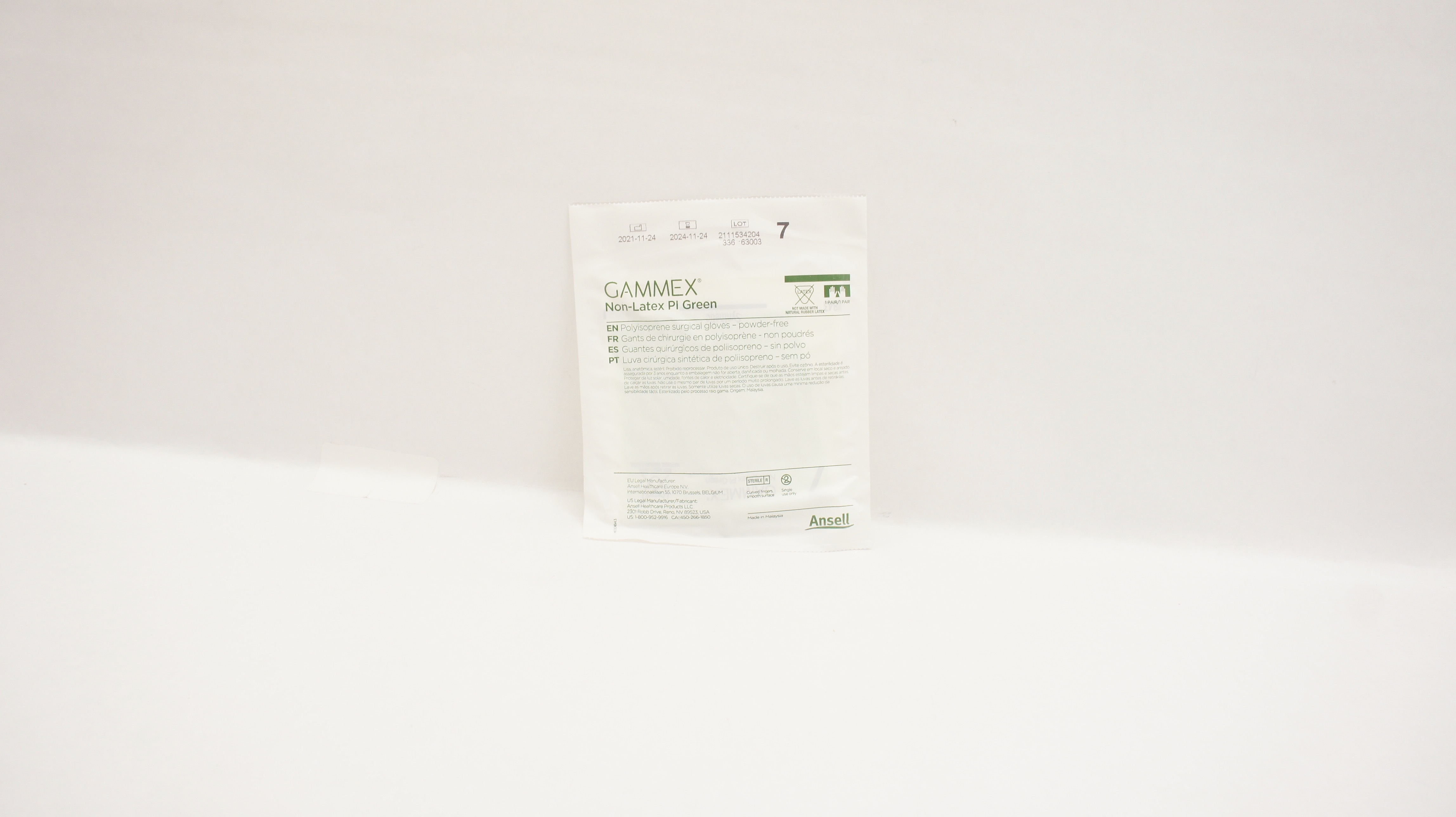 Ansell 20685270 Gammex Non-Latex PI Green Polyisoprene Surgical Gloves Size 7