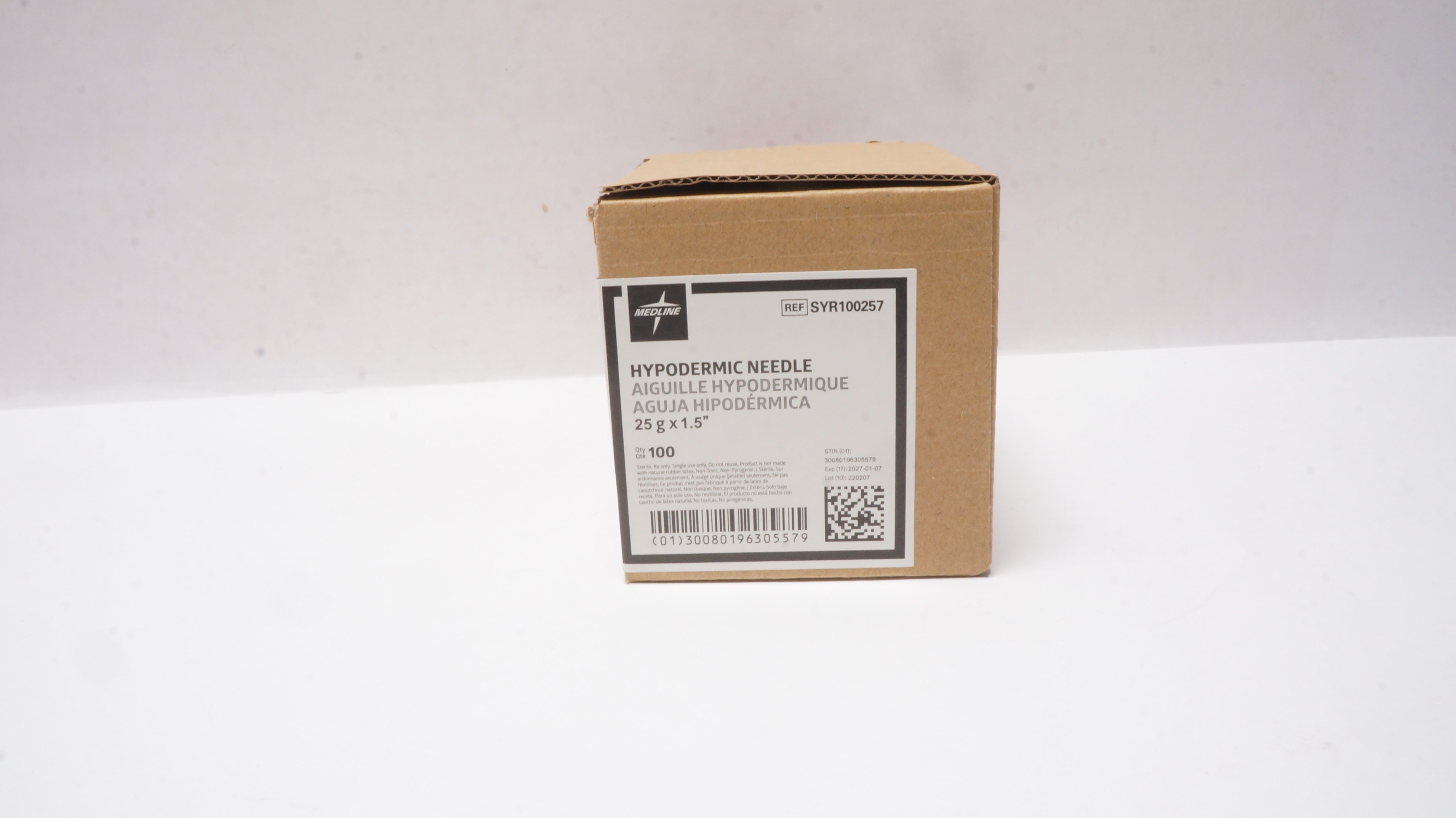 Medline SYR100257 Hypodermic Ndle 25g x 1.5inch - Case of 100