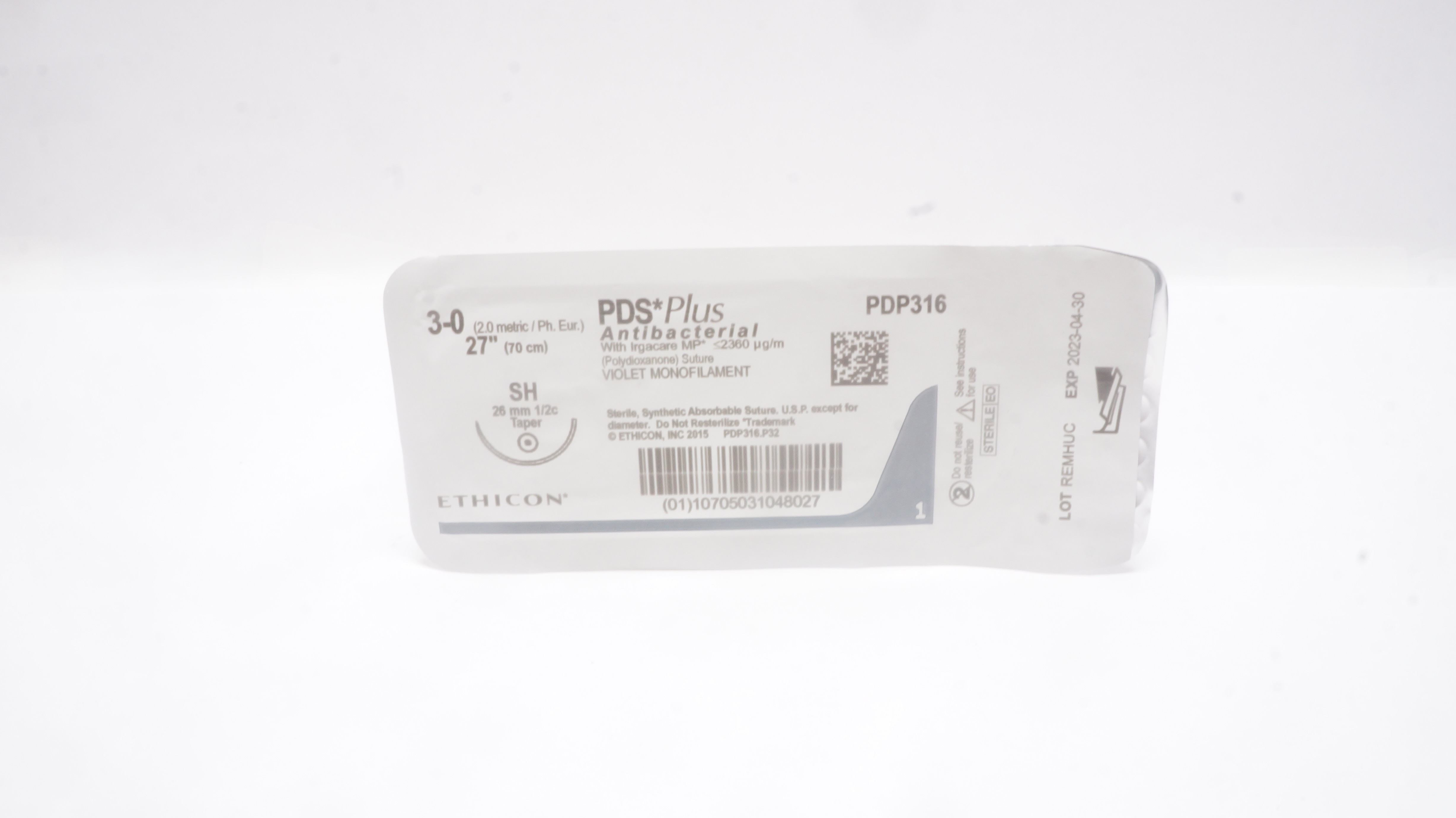 Ethicon PDP316 3-0 PDS Plus Polydioxanone Stre  SH 26mm 1/2c Taper, 27inch (x)