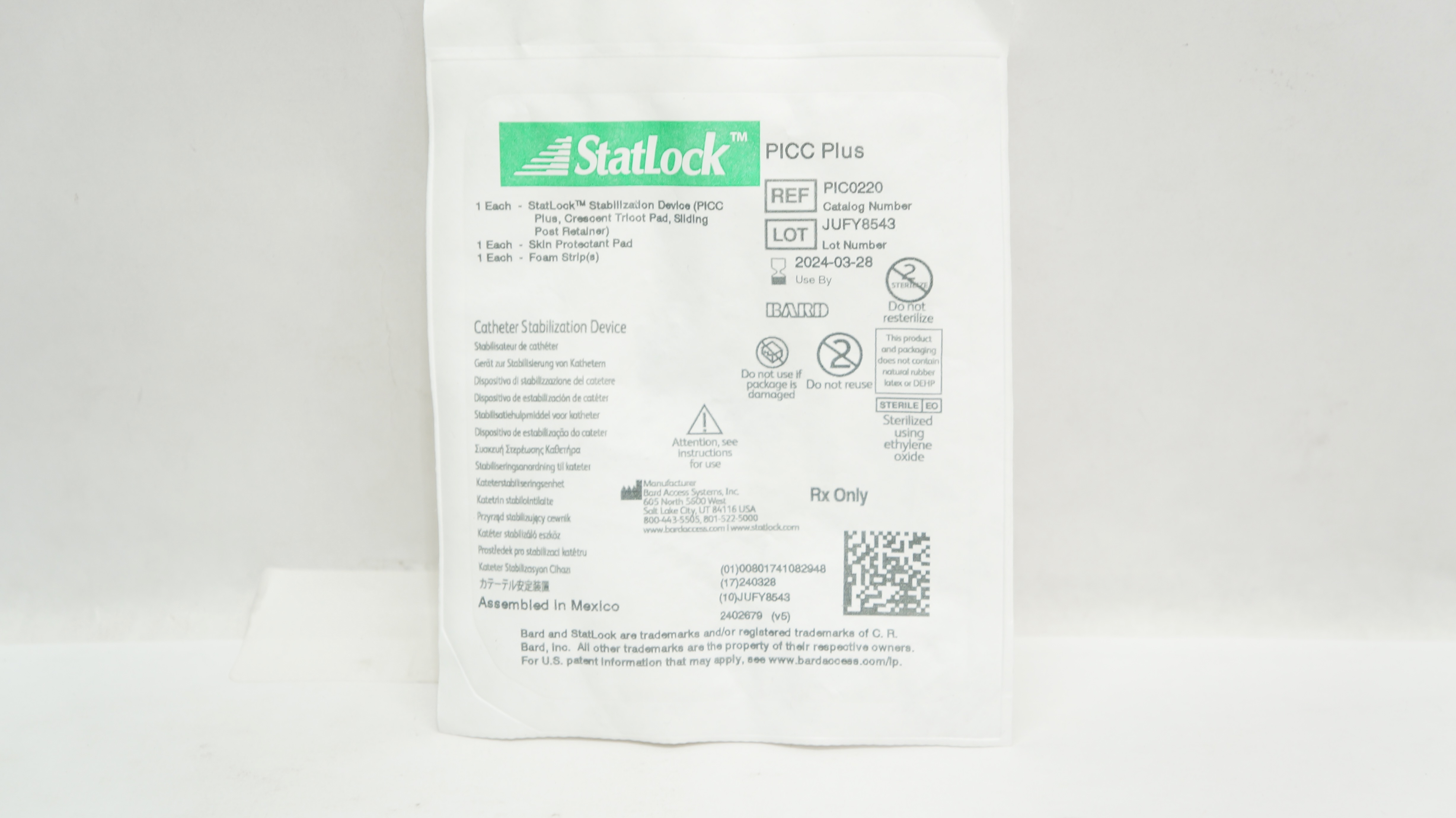 Bard PIC0220 StatLock Cath. Stabilization Device PICC Plus